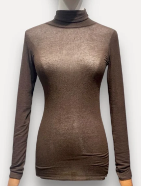 SOUS PULL CACHEMIRE COL ROULÉ MARRON