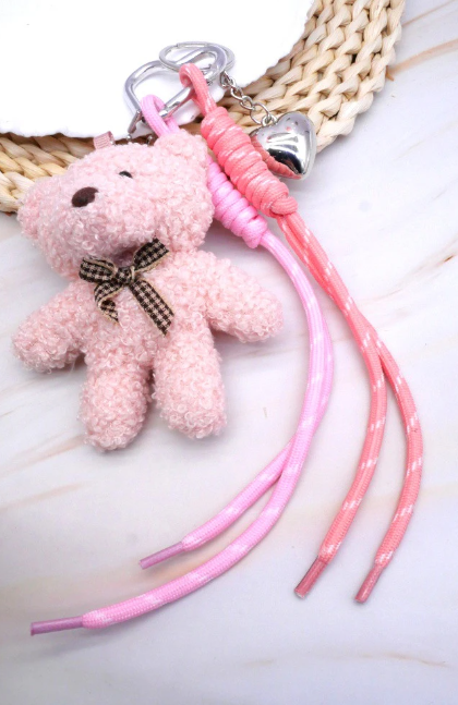 PORTE CLEFS/GRIGRI OURS ROSE