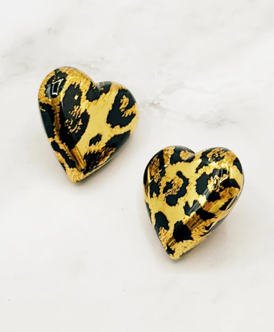 BOUCLES COEUR LÉOPARD