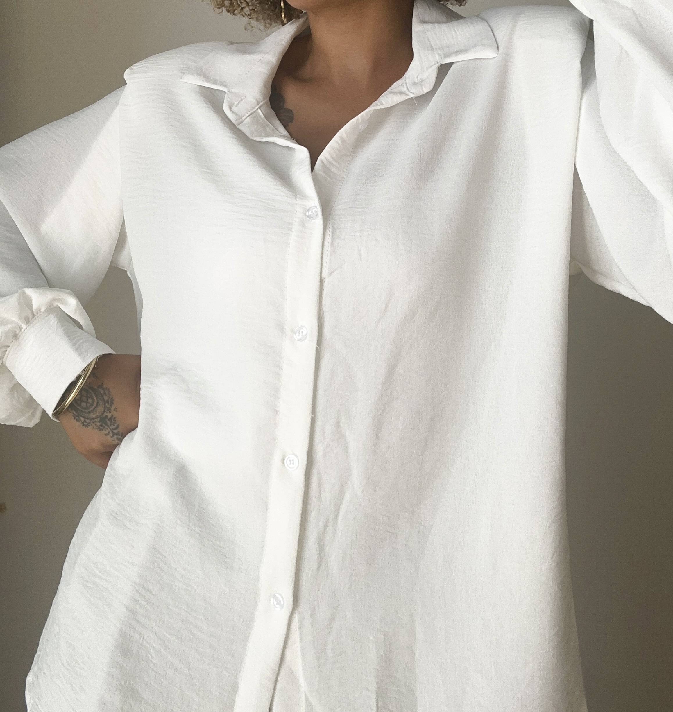 BLOUSE ÉPAULETTE ÉLEGANTE BLANC