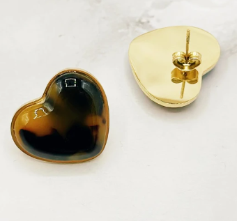BOUCLES COEUR LÉOPARD EN RÉSINE