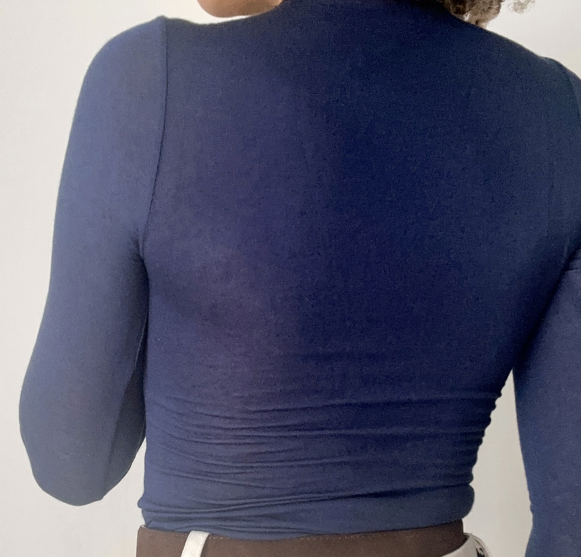 SOUS PULL CACHEMIRE COL ROND MARINE