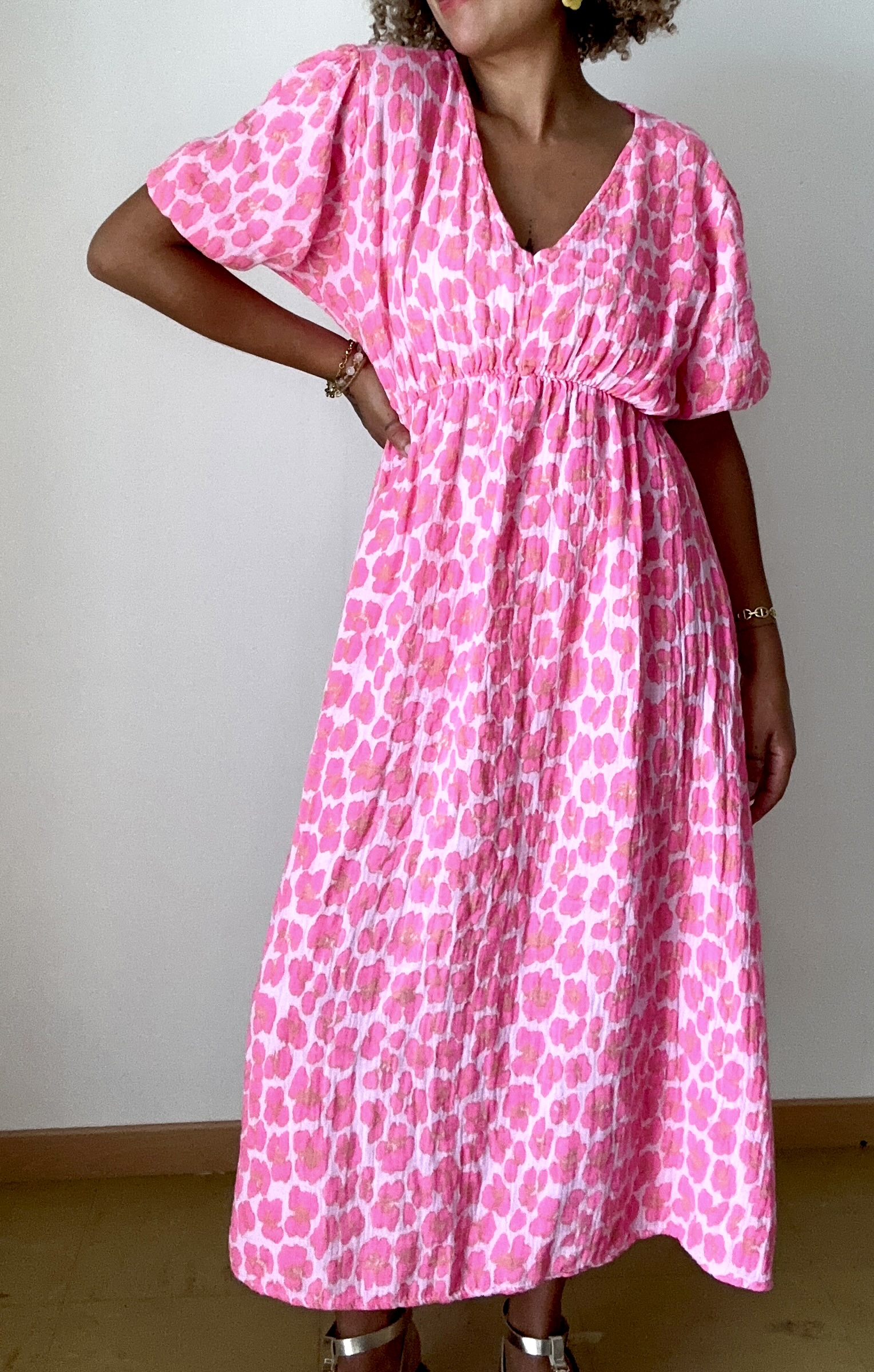 ROBE GAZE DE COTON ROSE