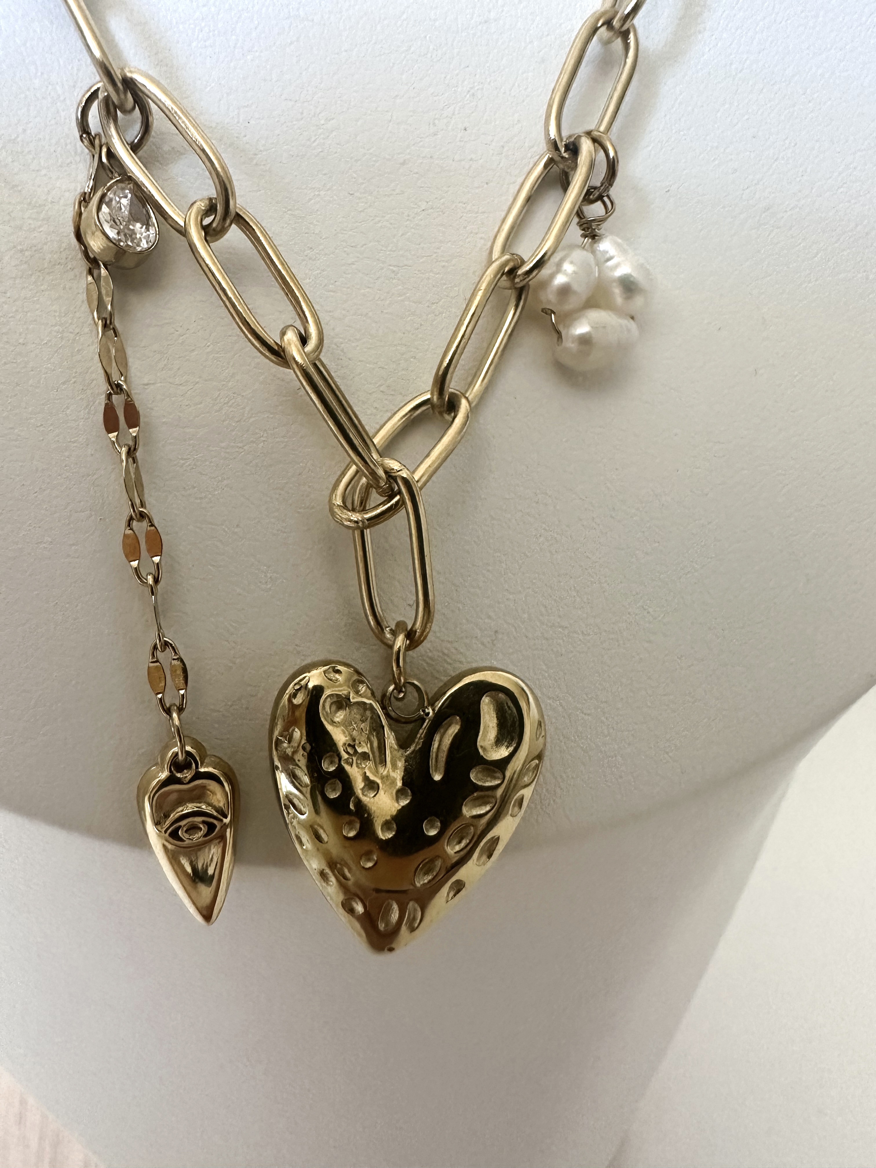 COLLIER COEUR ET PERLES D'EAU DOUCE