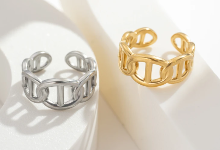 BAGUE MAILLONS ARGENTÉ OU DORÉ