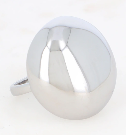 BAGUE RONDE EFFET BOMBÉ ARGENTÉ