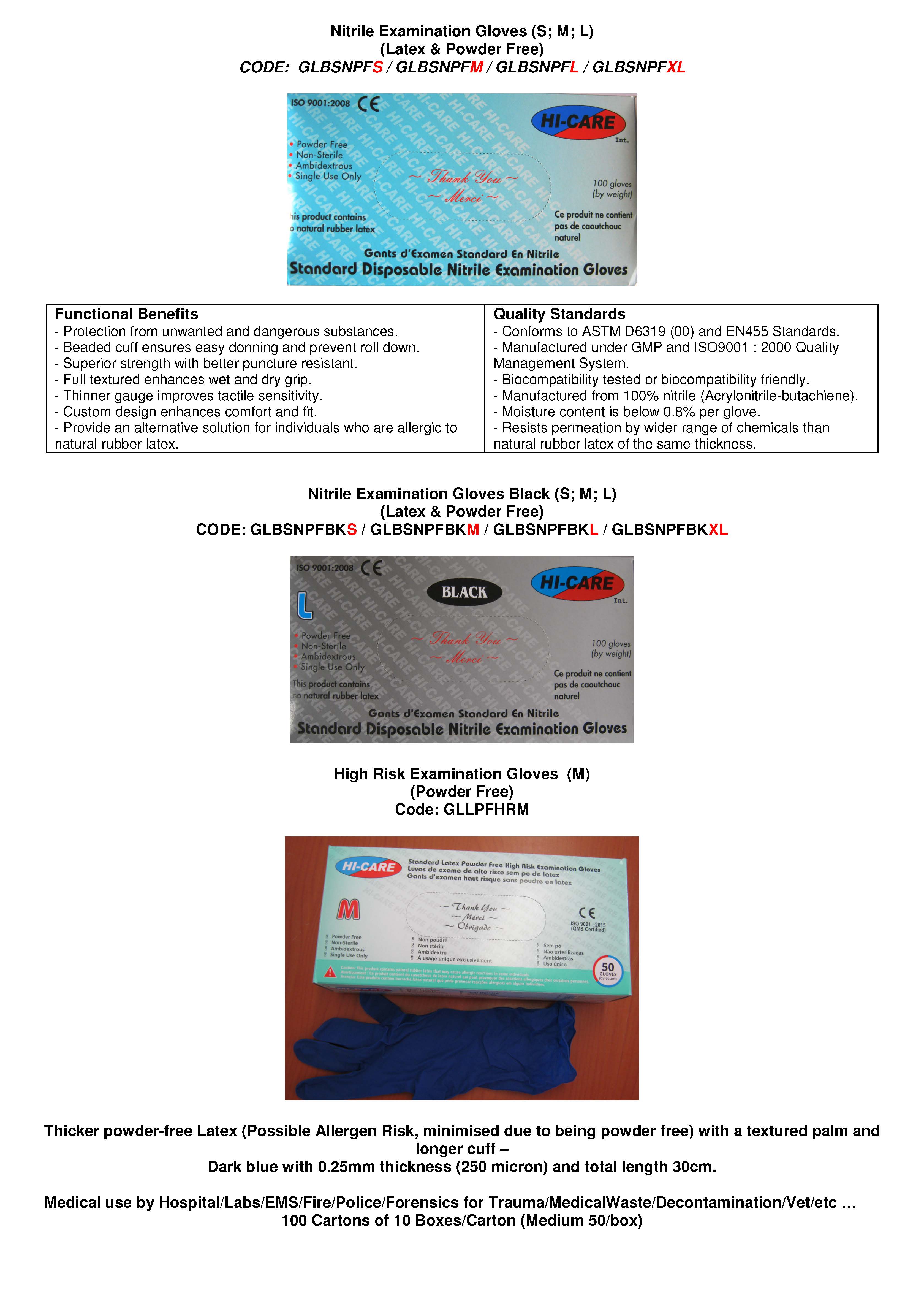 Hi-Care Disposable Examination Gloves