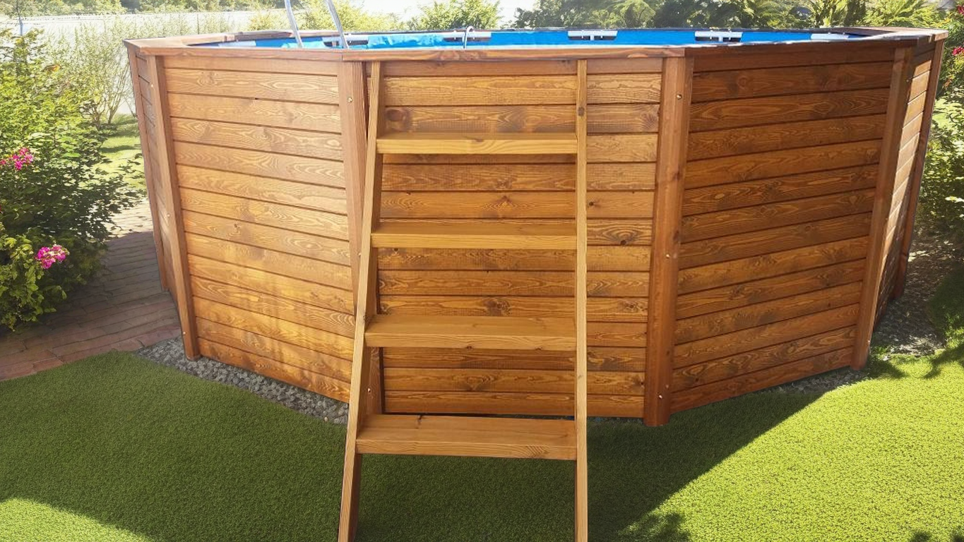 5 Steps Wood Pool Ladder