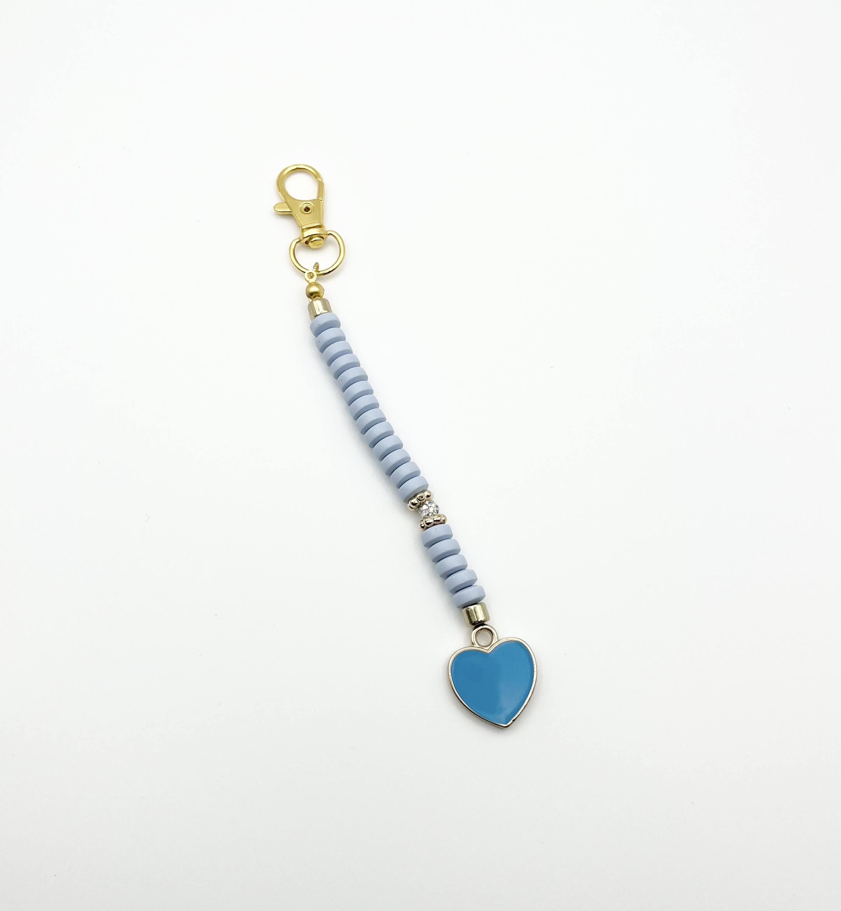 Light Blue & Gold Heart Keychain