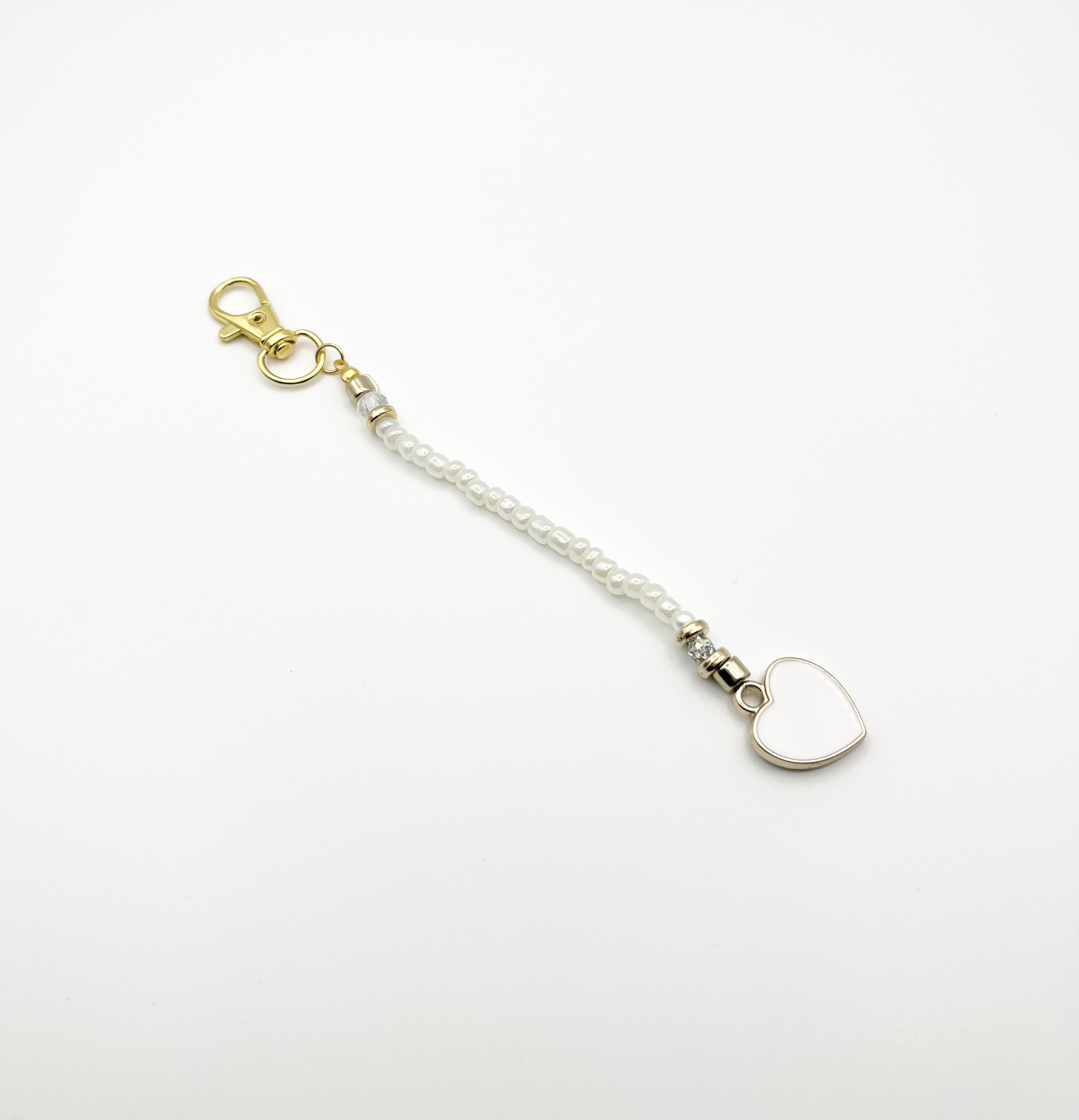 White Heart Keyring Charm