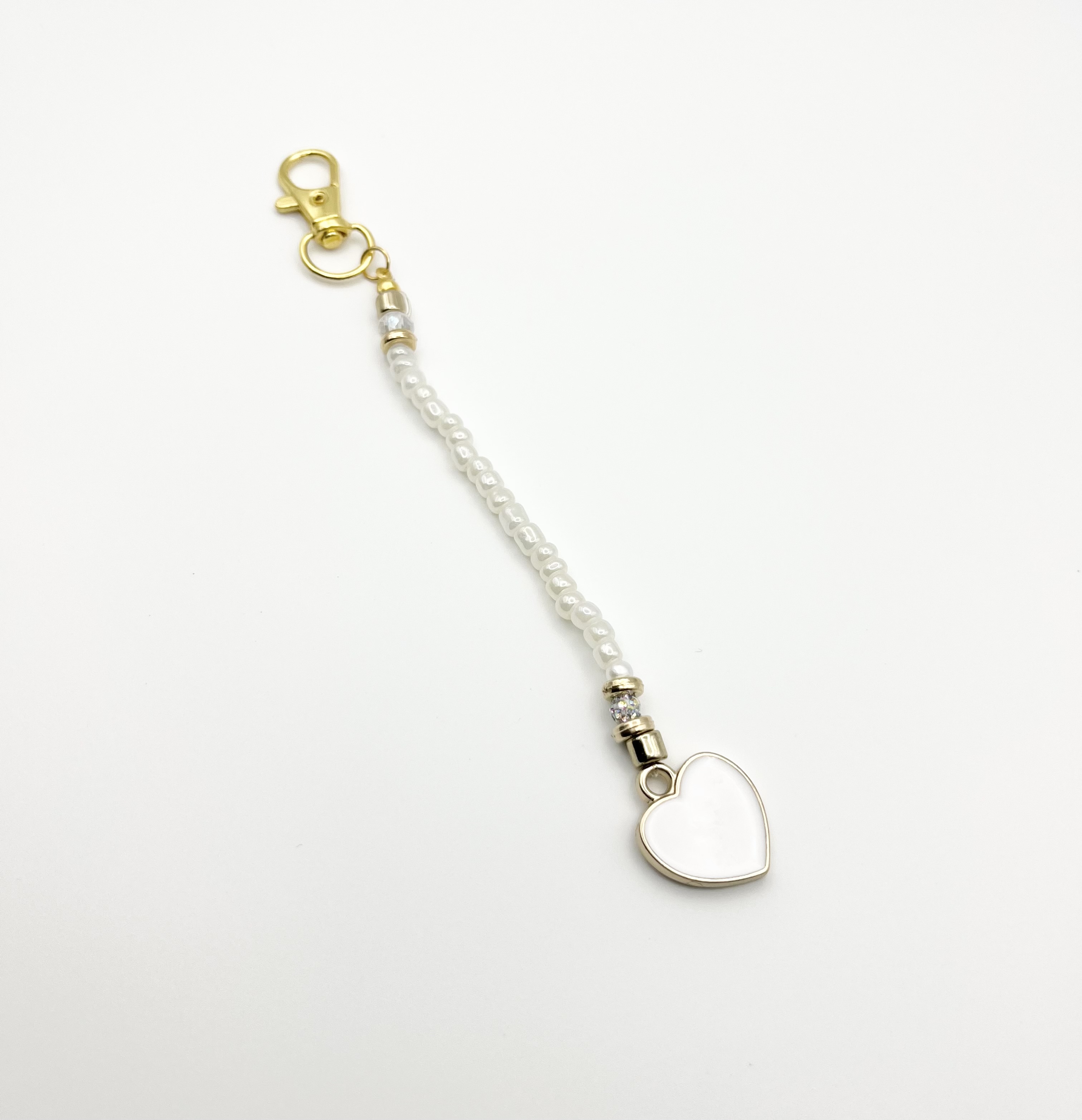 White Heart Keyring Charm
