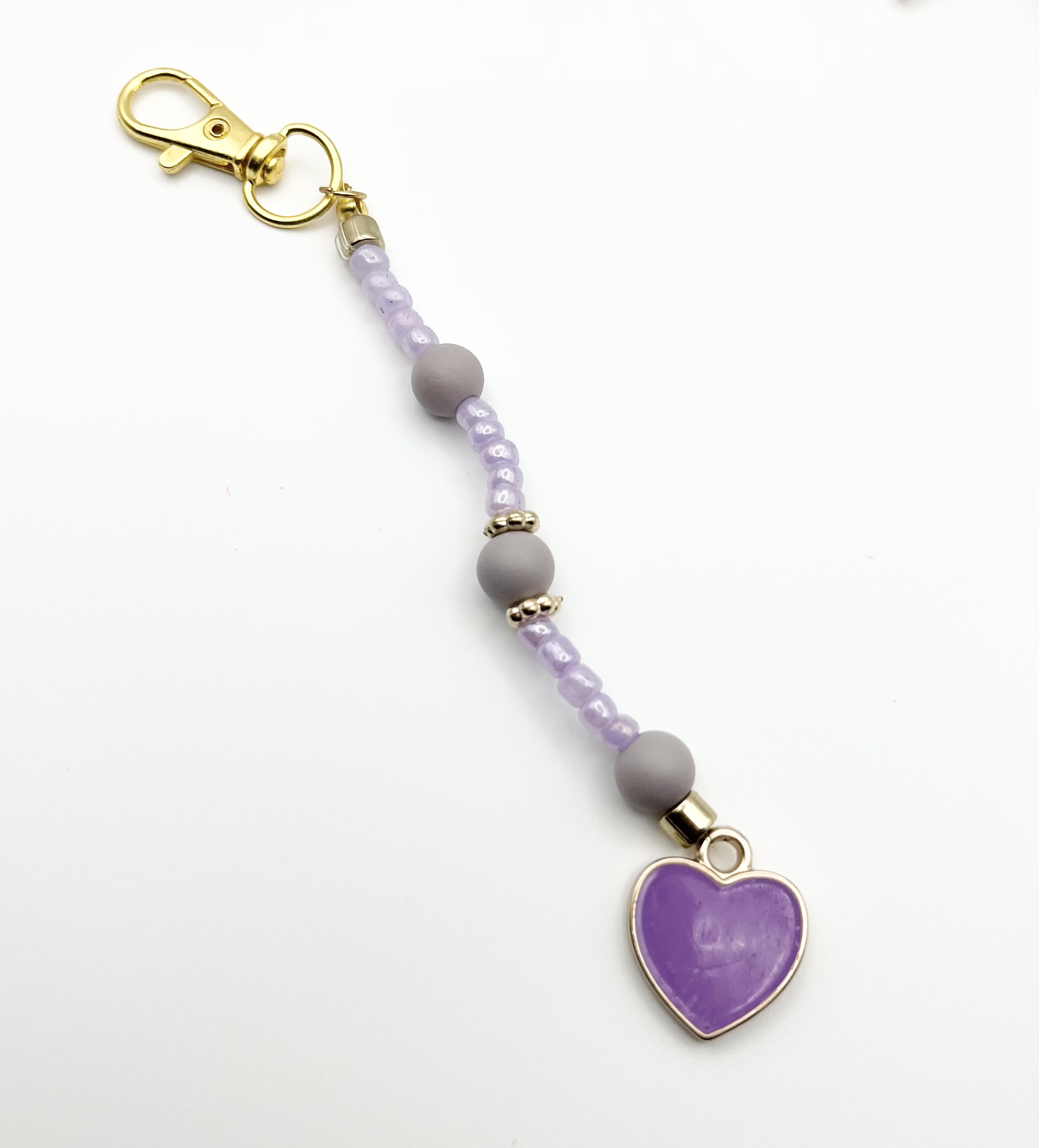 Soft Purple Heart Keychain Charm