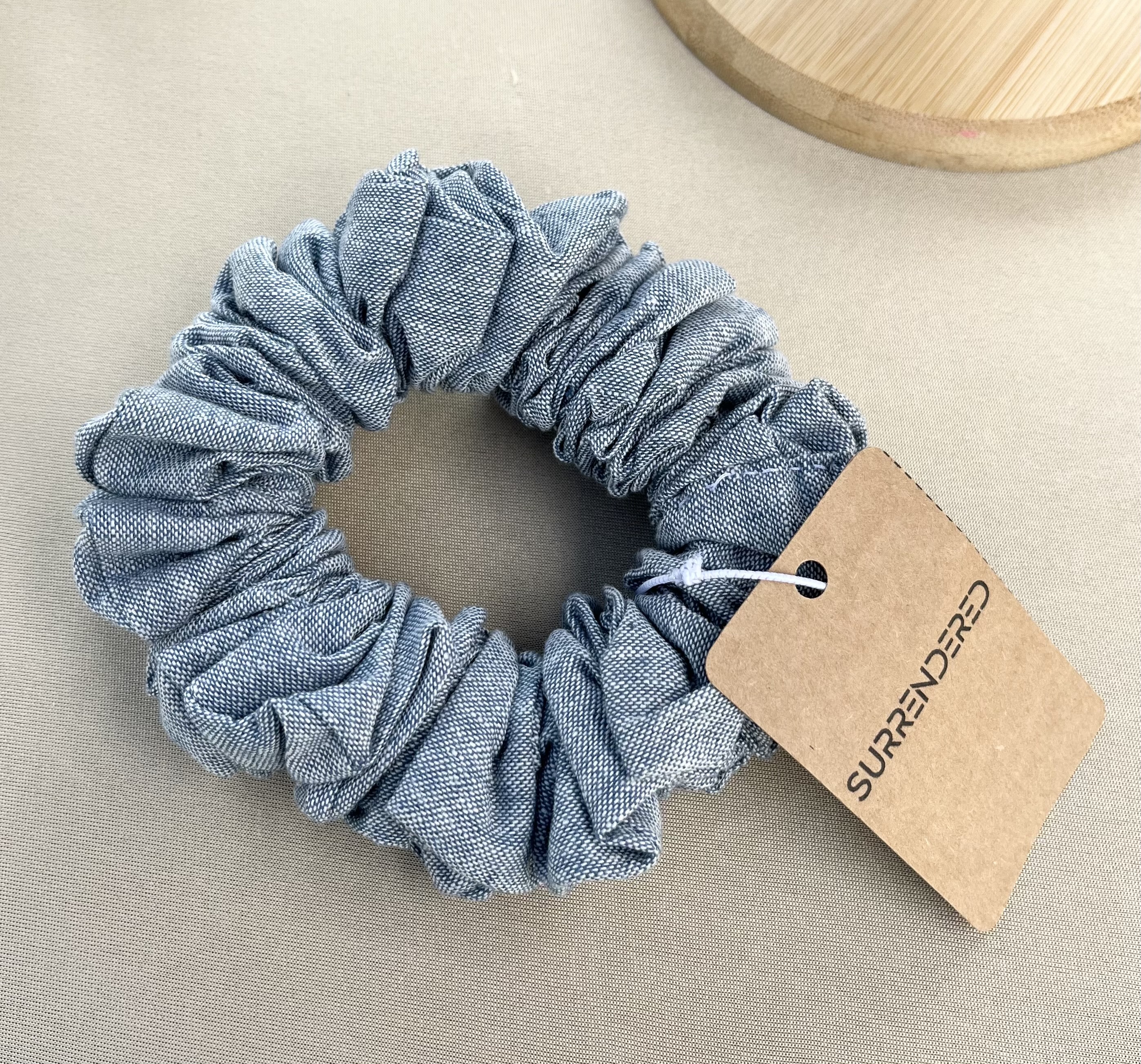 Light Blue Denim Luxury Scrunchie
