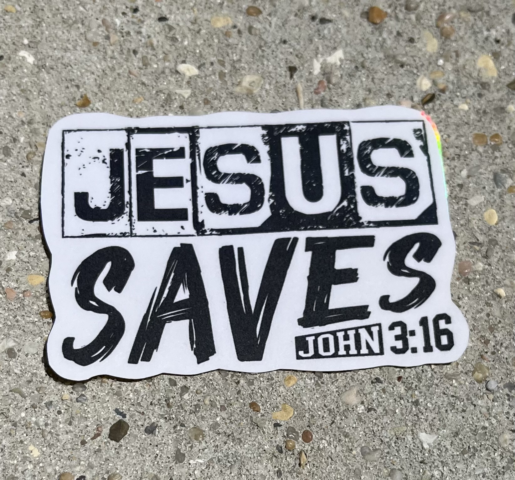 Jesus Saves Holographic Christian Sticker