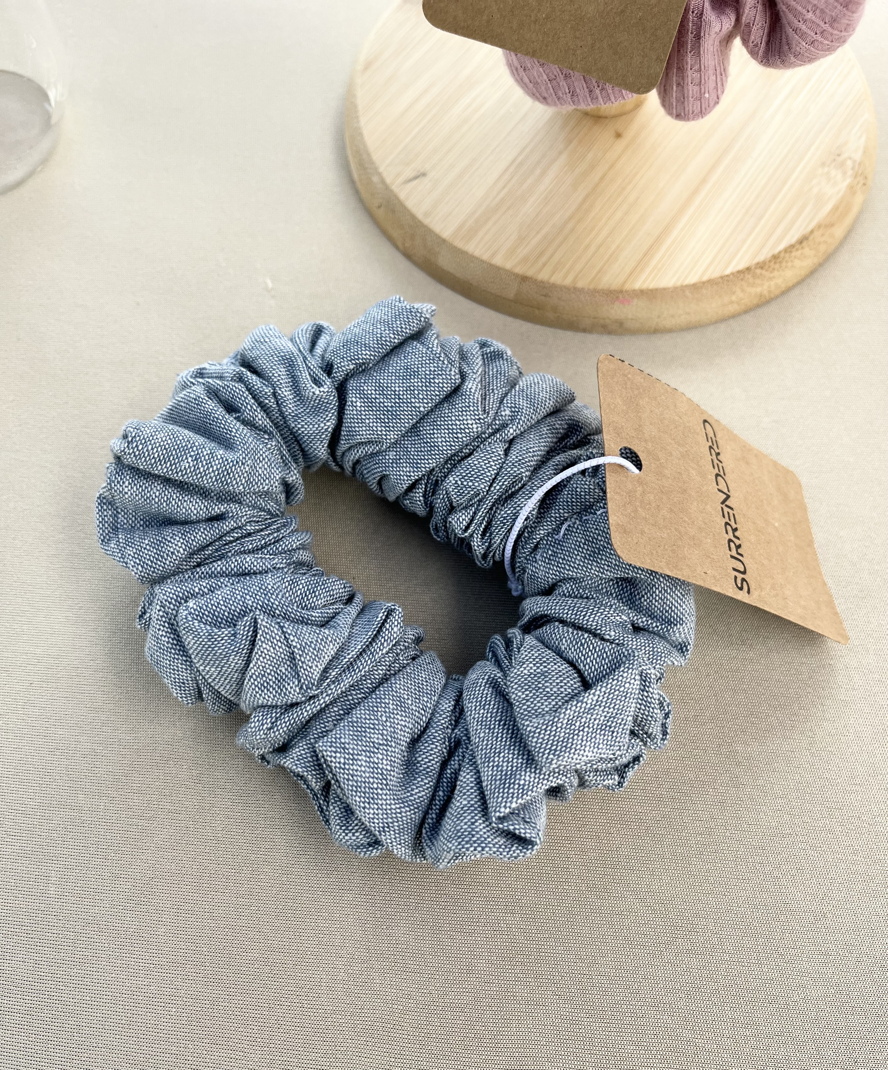 Light Blue Denim Luxury Scrunchie 