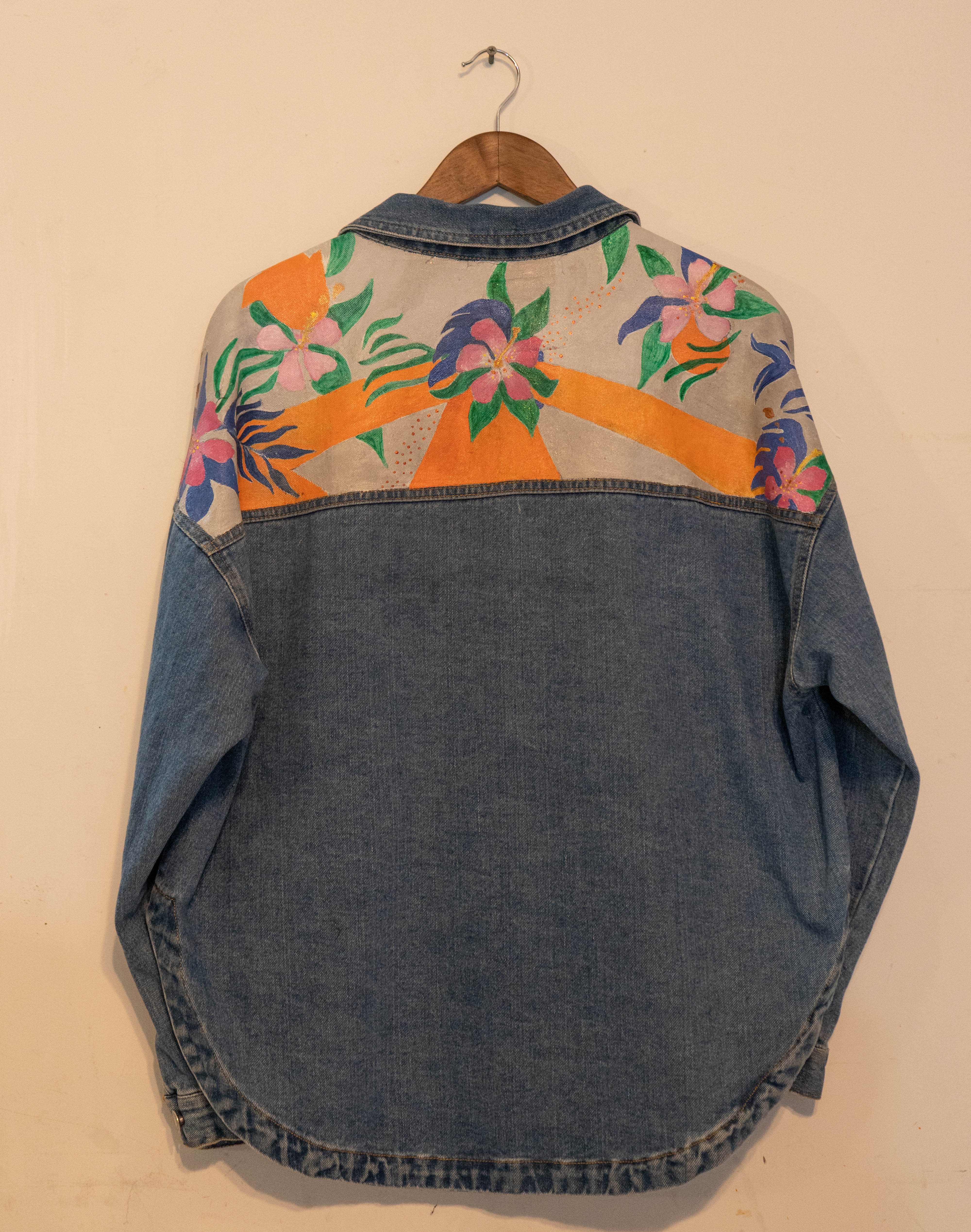 Denim Jacket with Floral Design