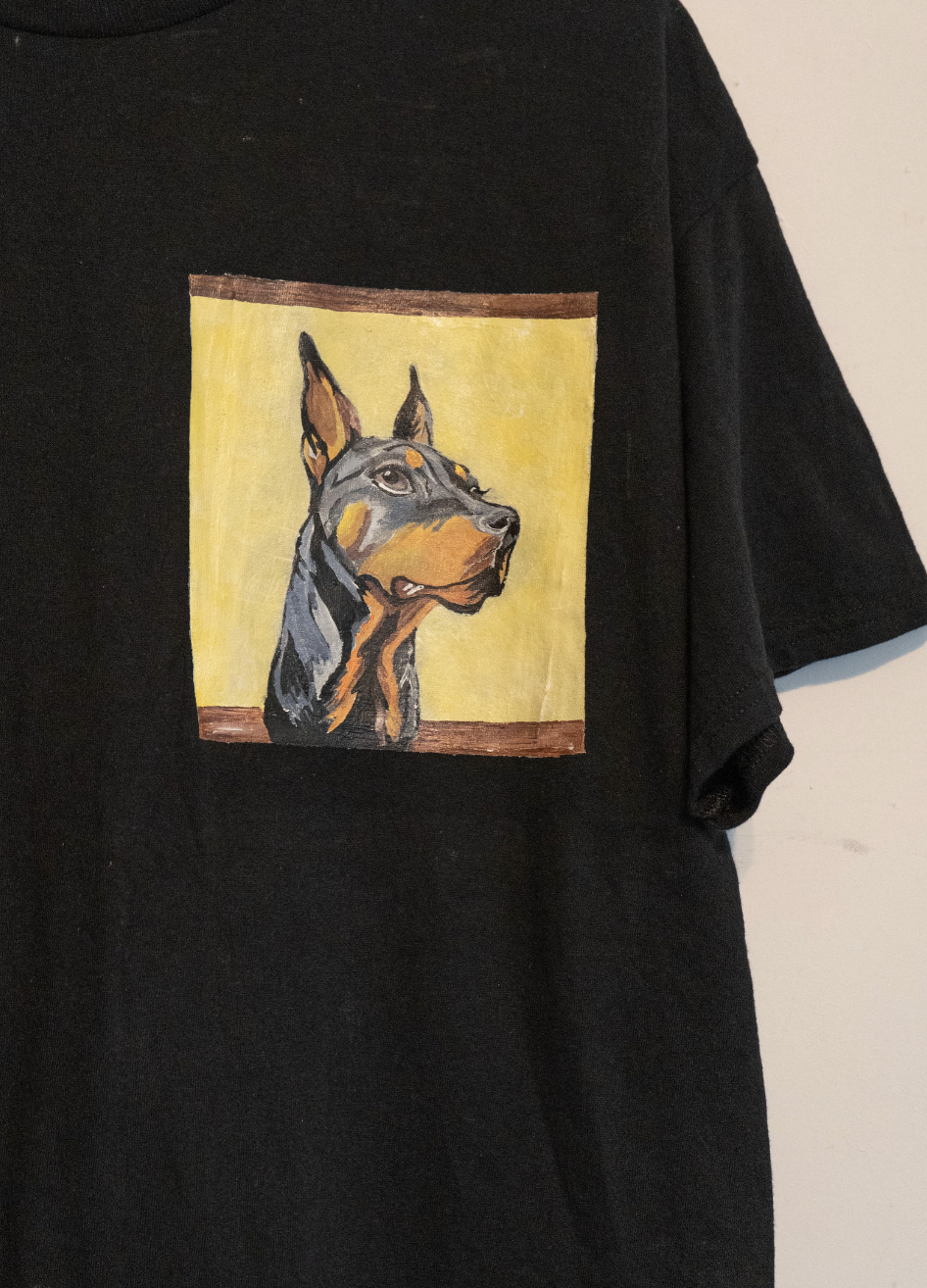 Black T-Shirt with Doberman Art