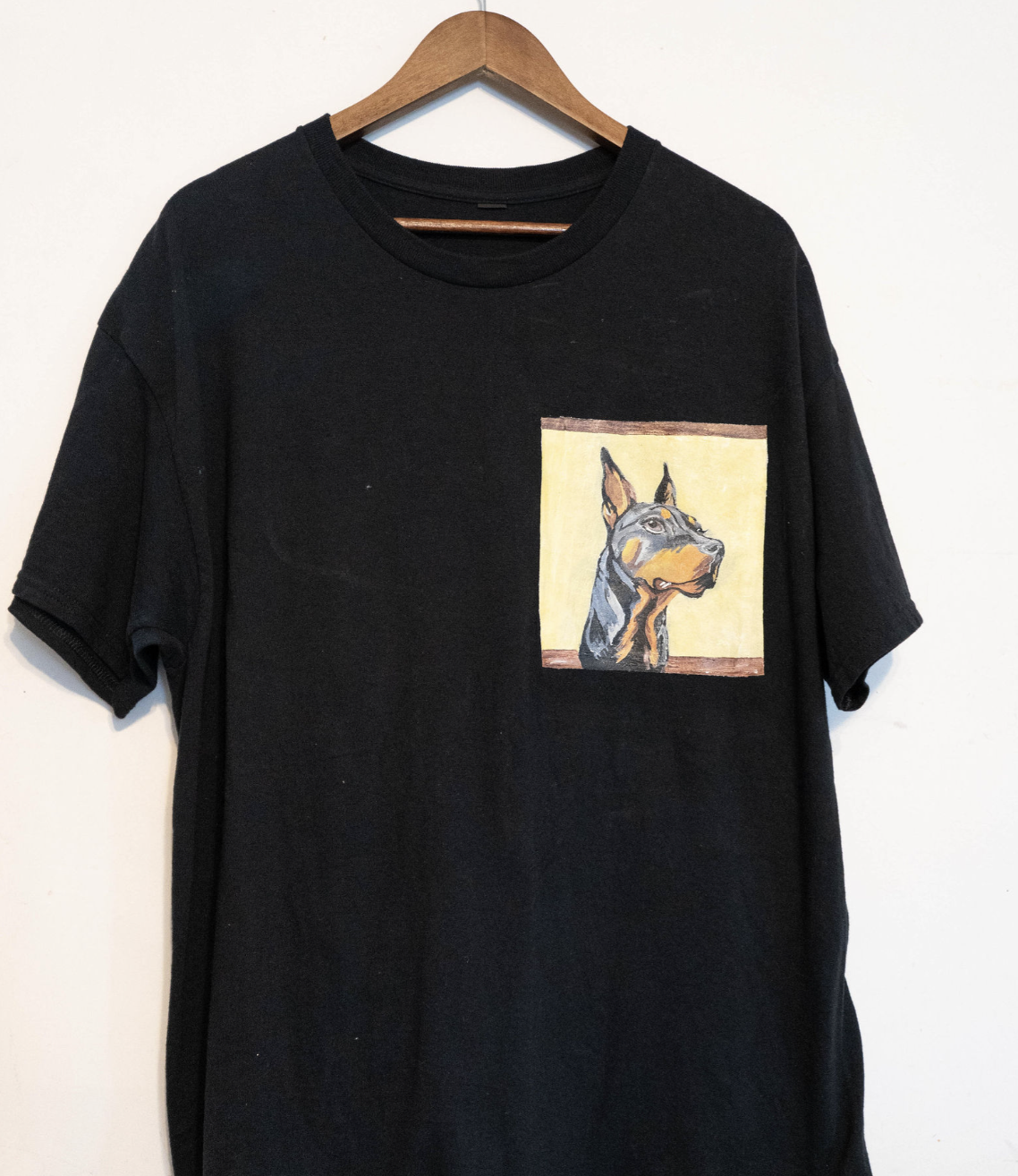 Black T-Shirt with Doberman Art
