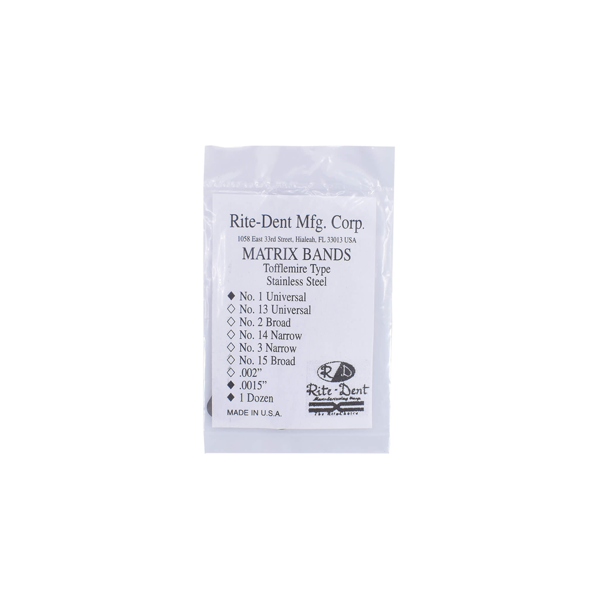 Bandas matriz acero  0.04mm con 12 
