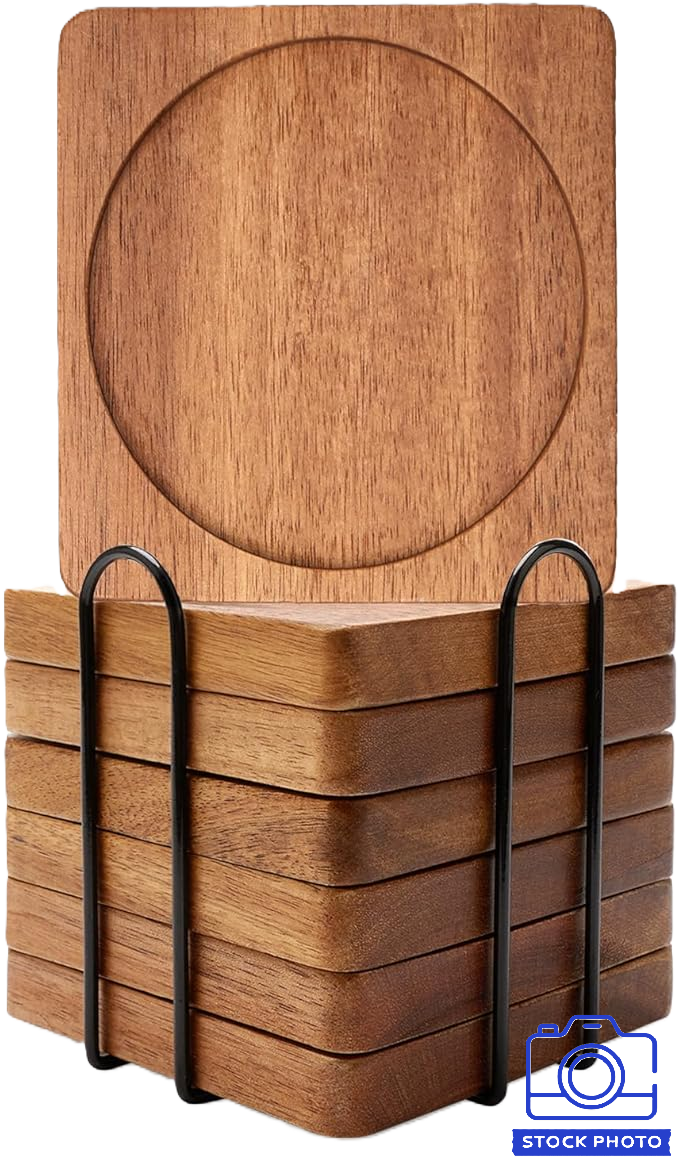Acacia Wood Coasters 6 Piece Set
