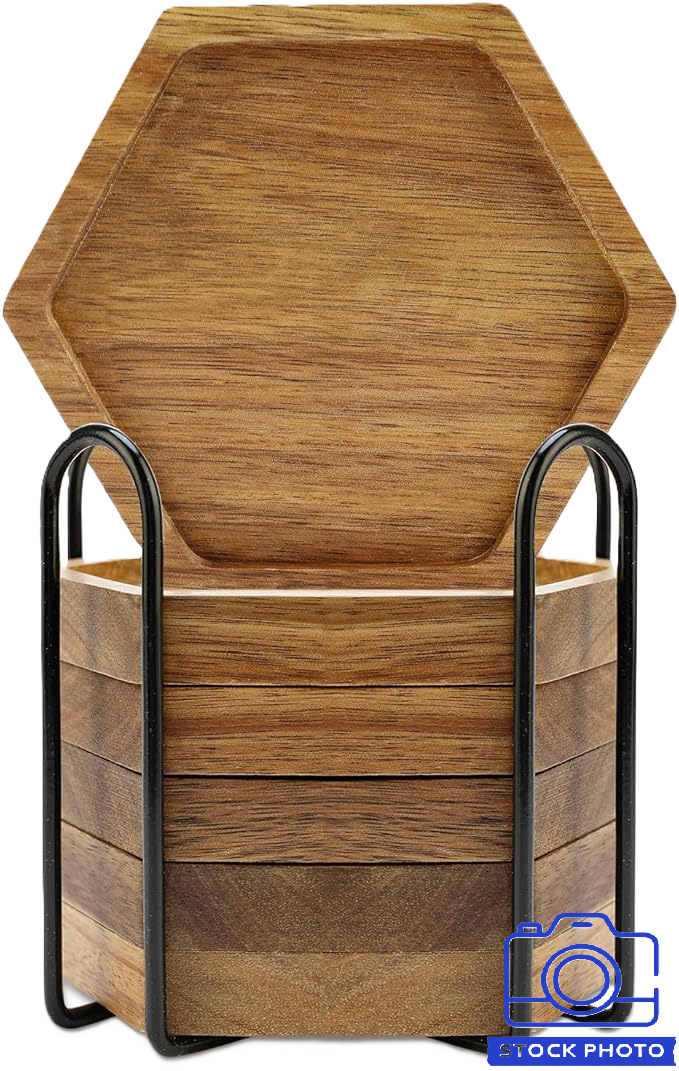 Acacia Wood Coasters 6 Piece Set
