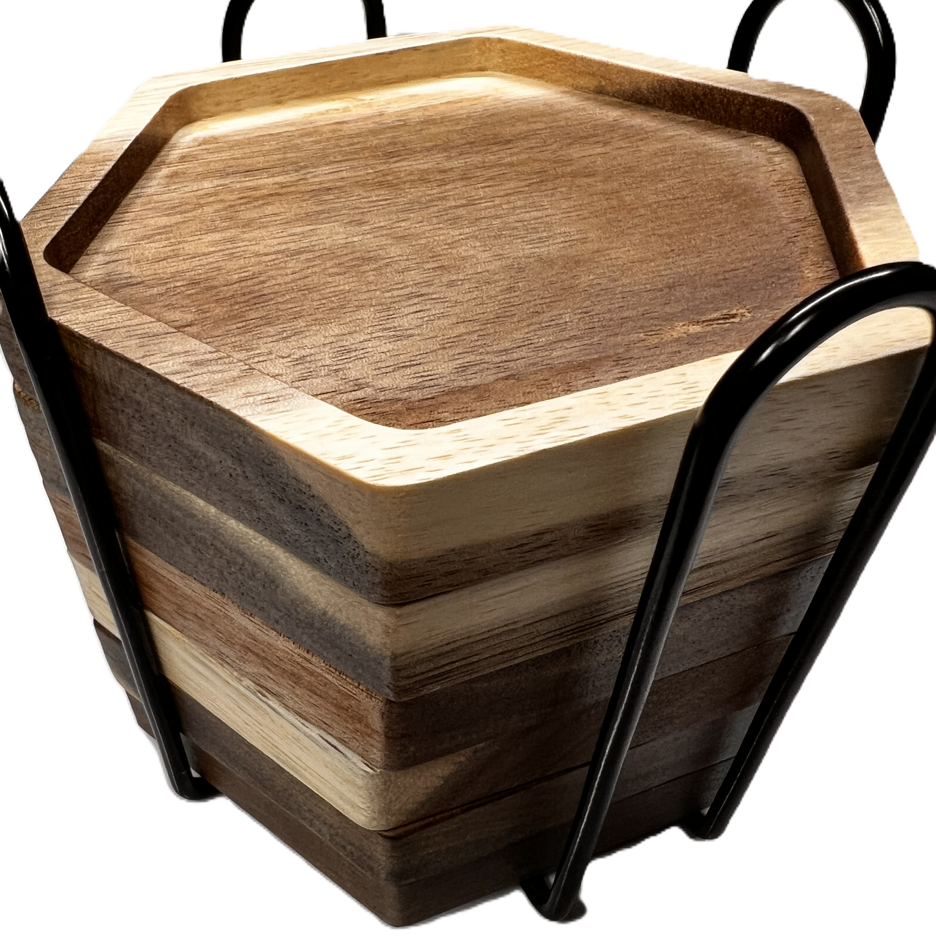 Acacia Wood Coasters 6 Piece Set 