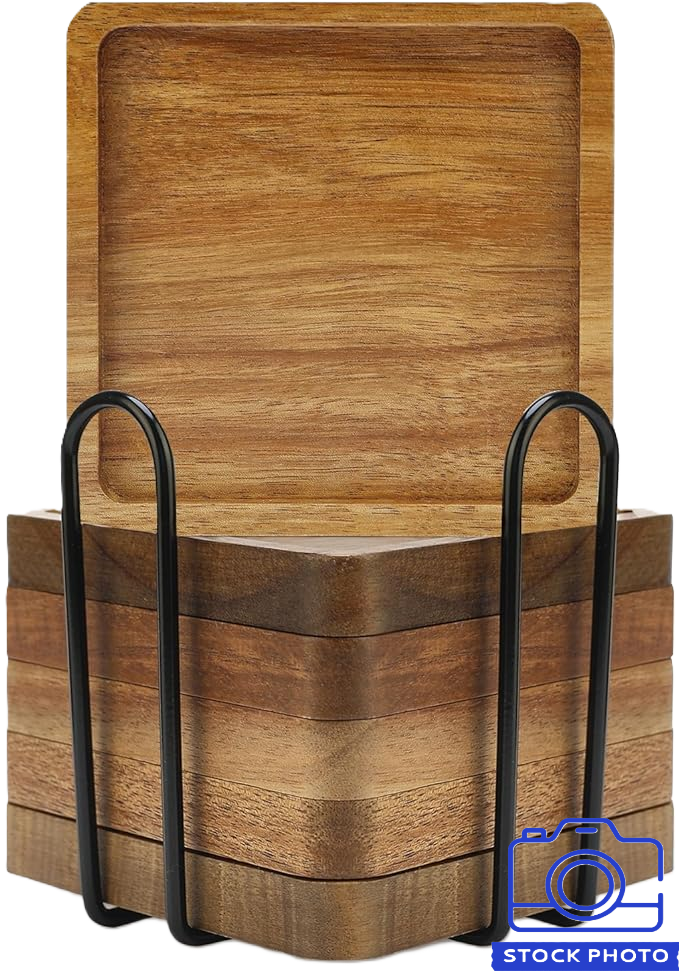 Acacia Wood Coasters 6 Piece Set