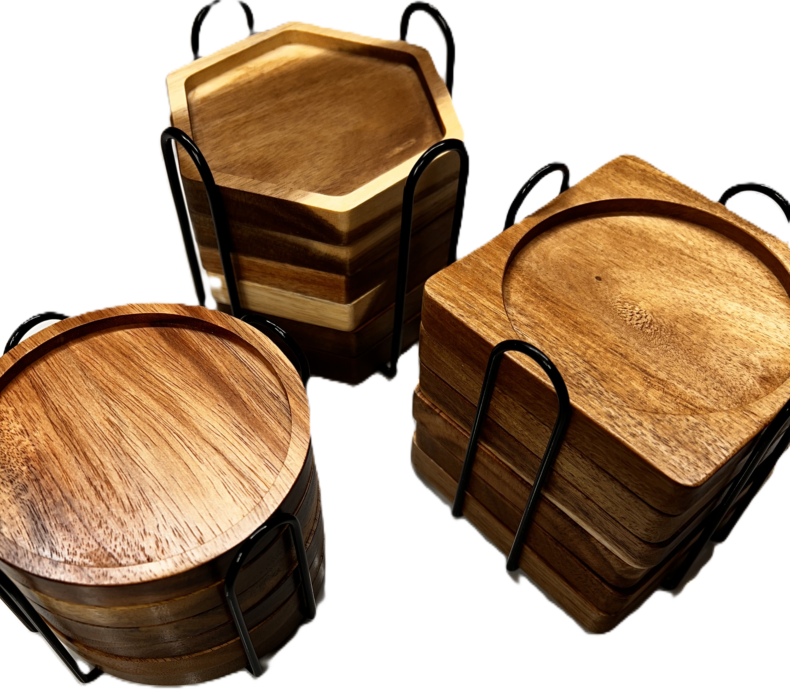 Acacia Wood Coasters 6 Piece Set 