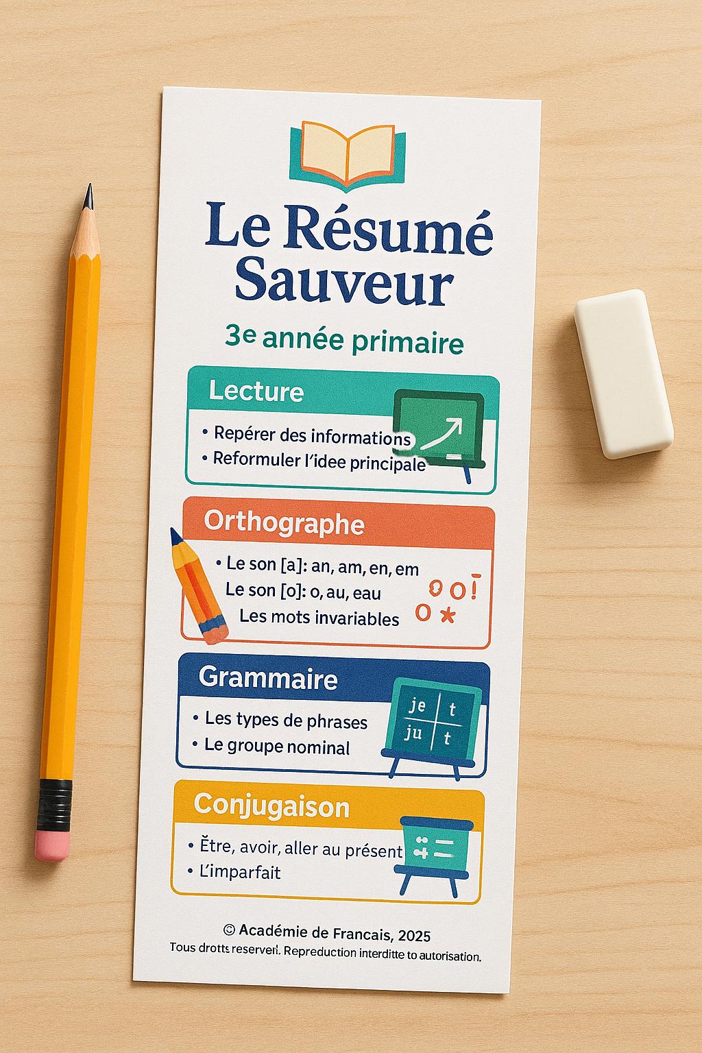 Résumé de grammaire (3e et 4e année primaire )