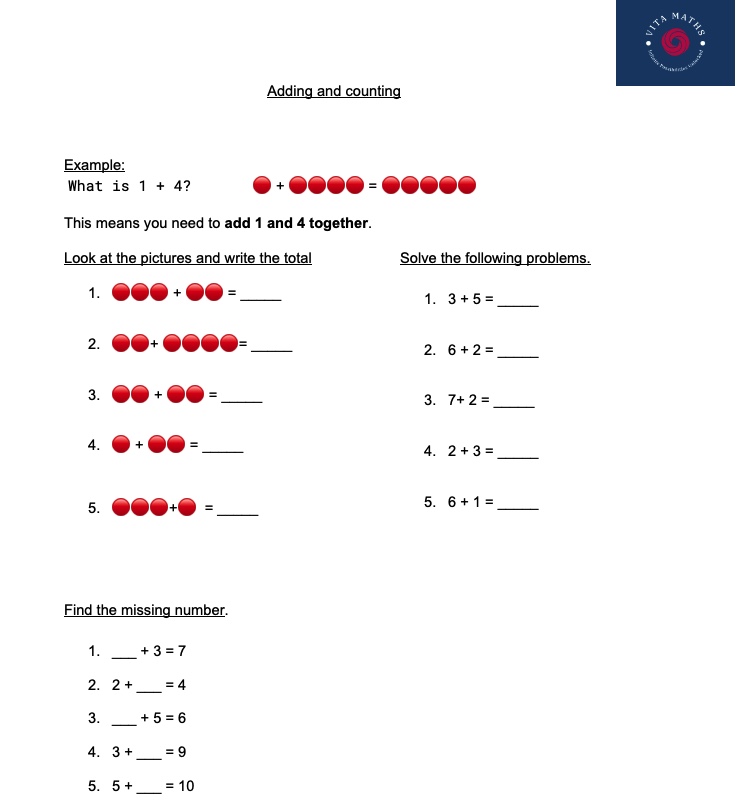 Adding and Counting Worksheet
