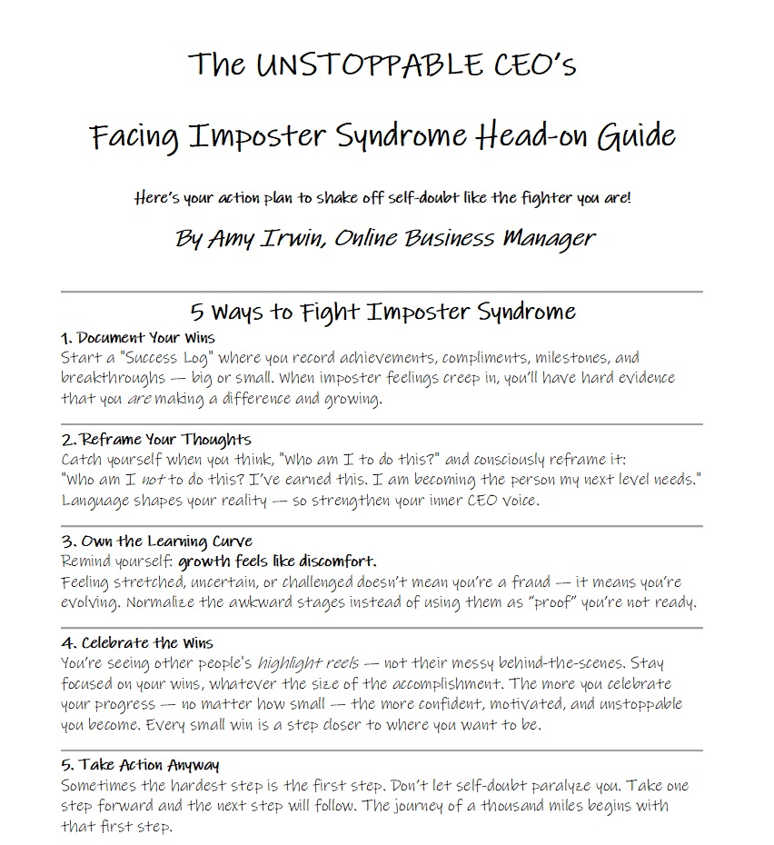 The UNSTOPPABLE CEO'S Facing Imposter Syndrome Head-on Guide