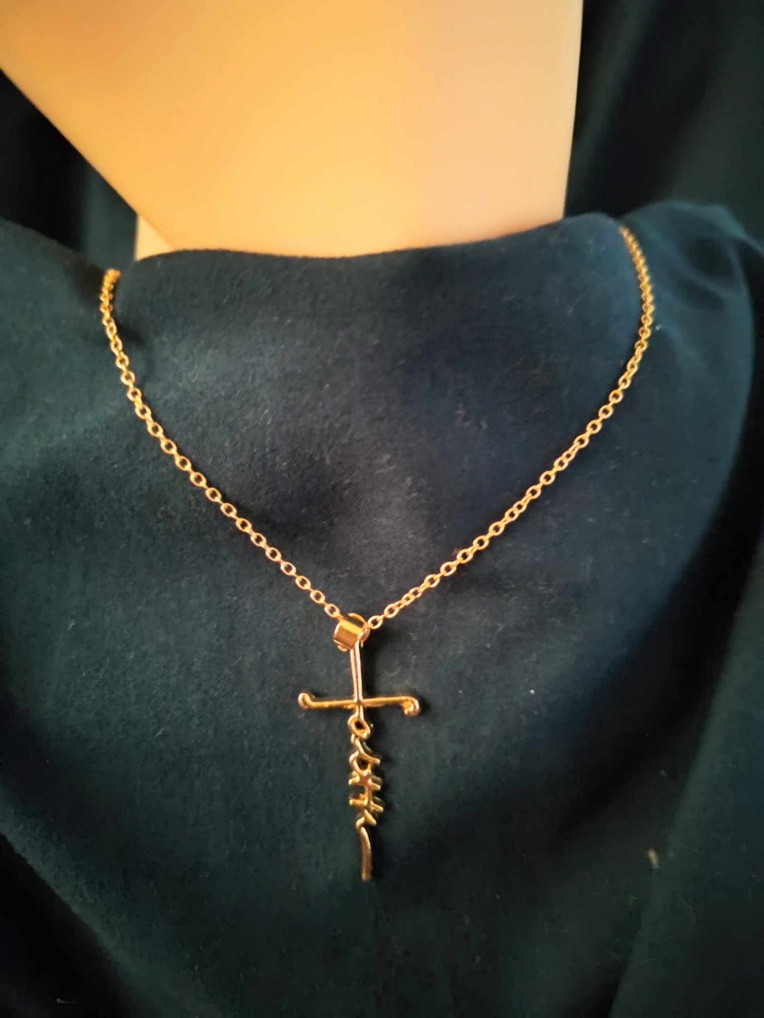 Gold FAITH Cross Necklace
