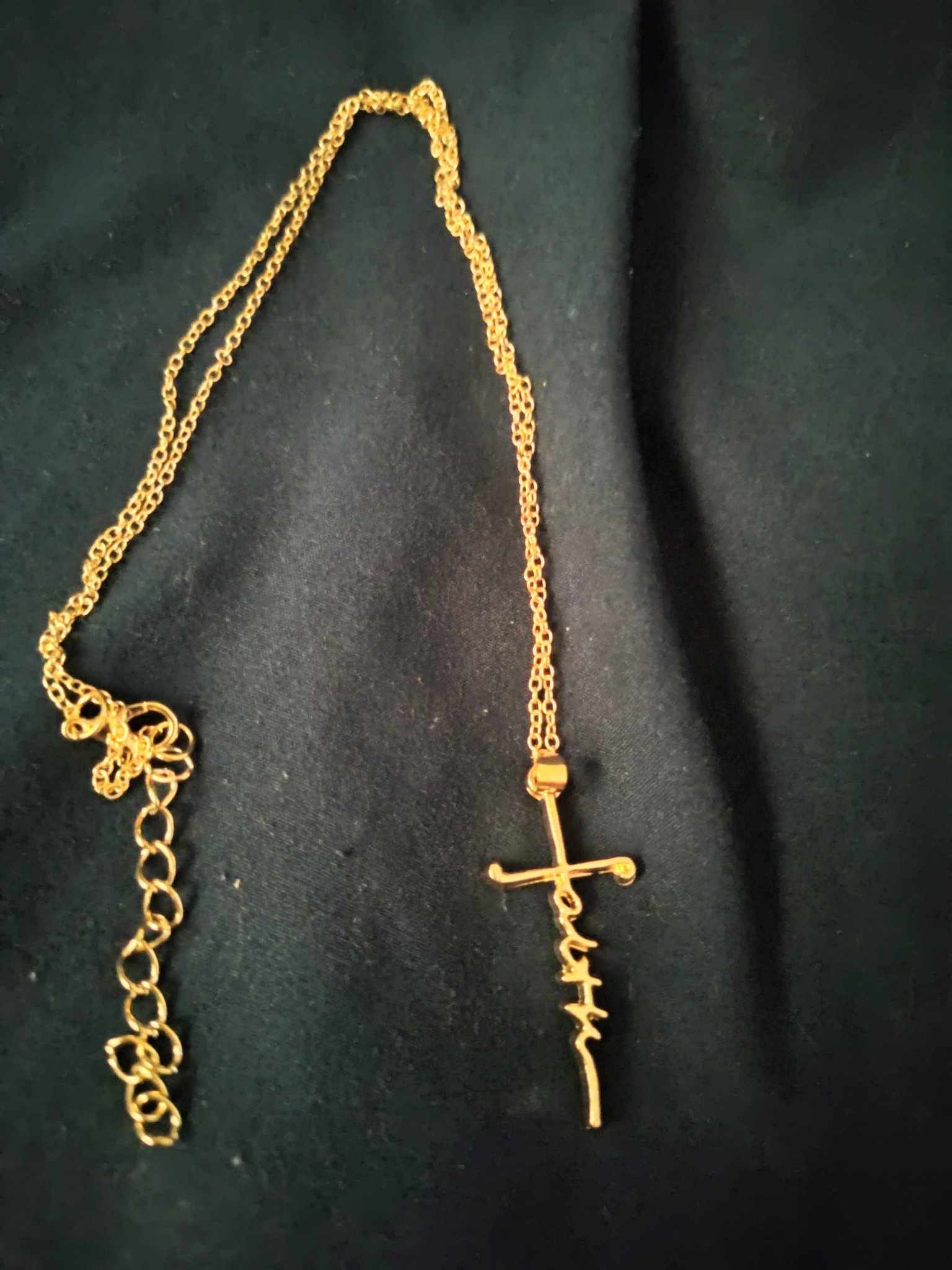 Gold FAITH Cross Necklace