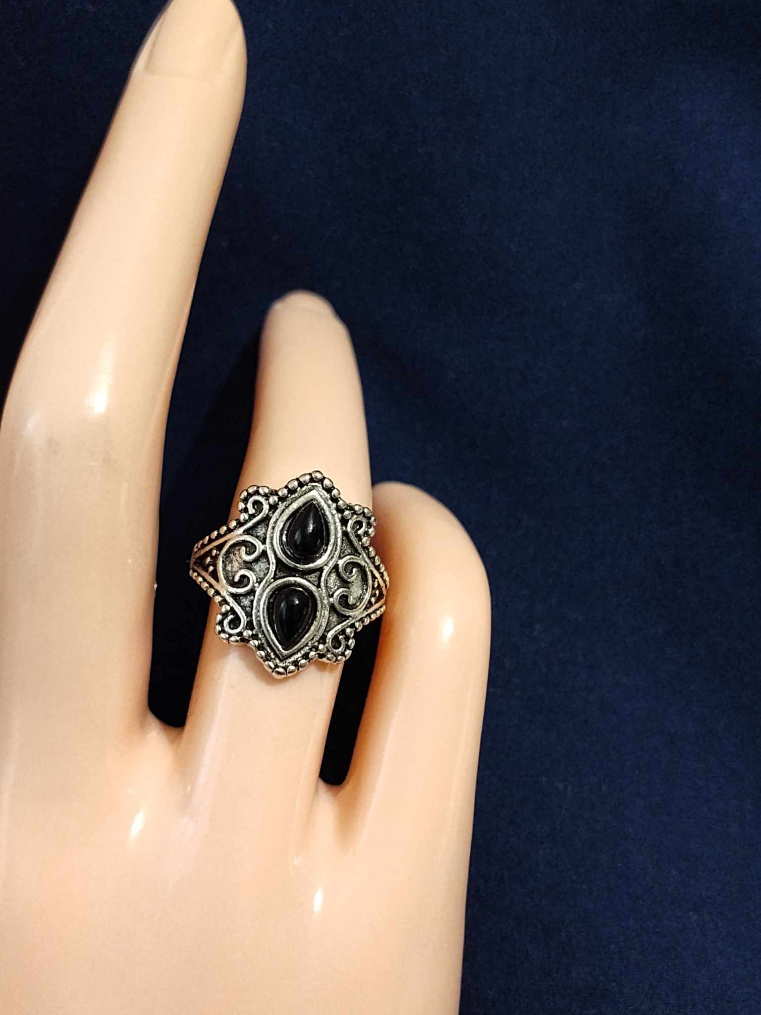 Unique Silver and black Ring