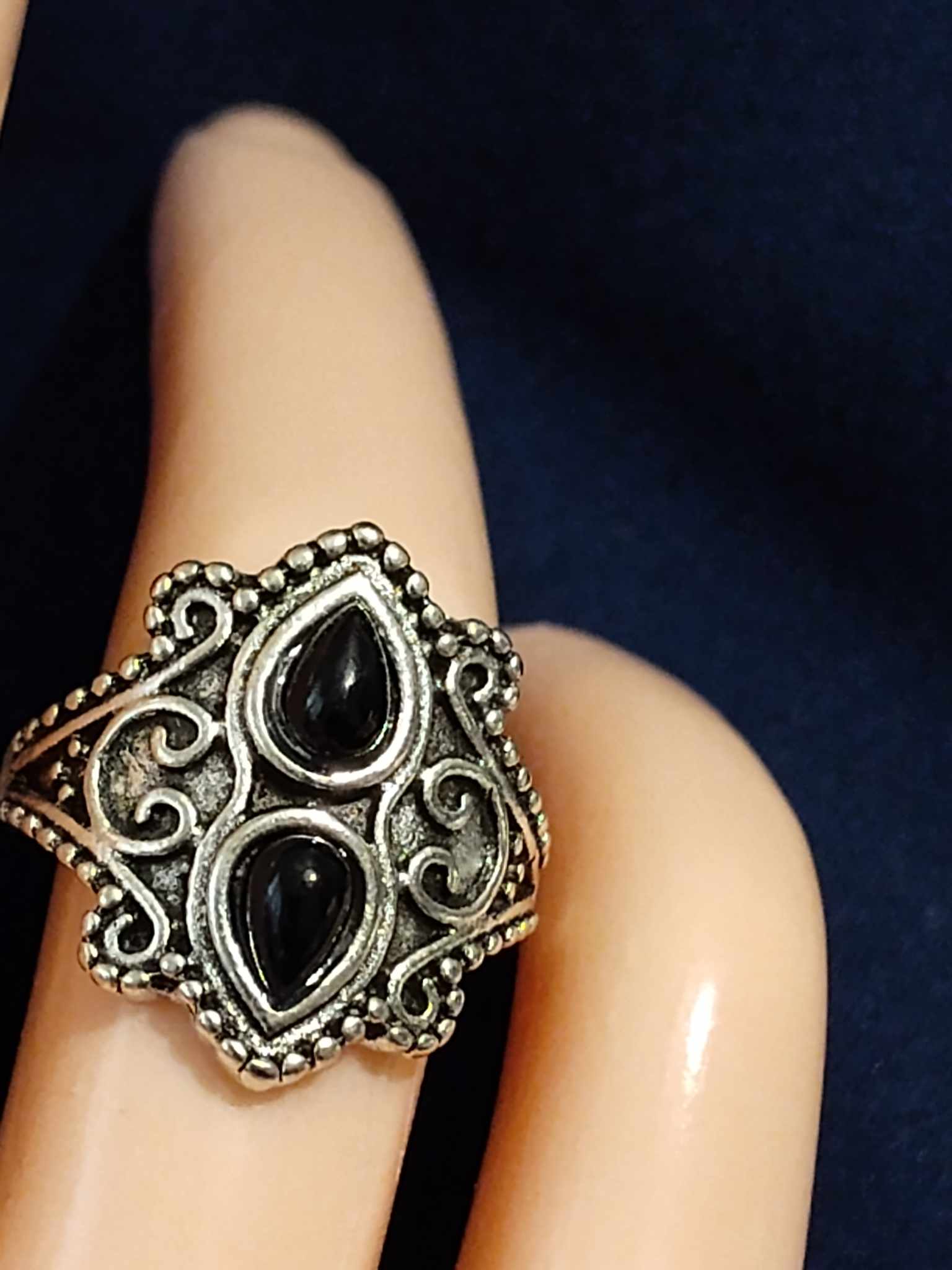 Unique Silver and black Ring