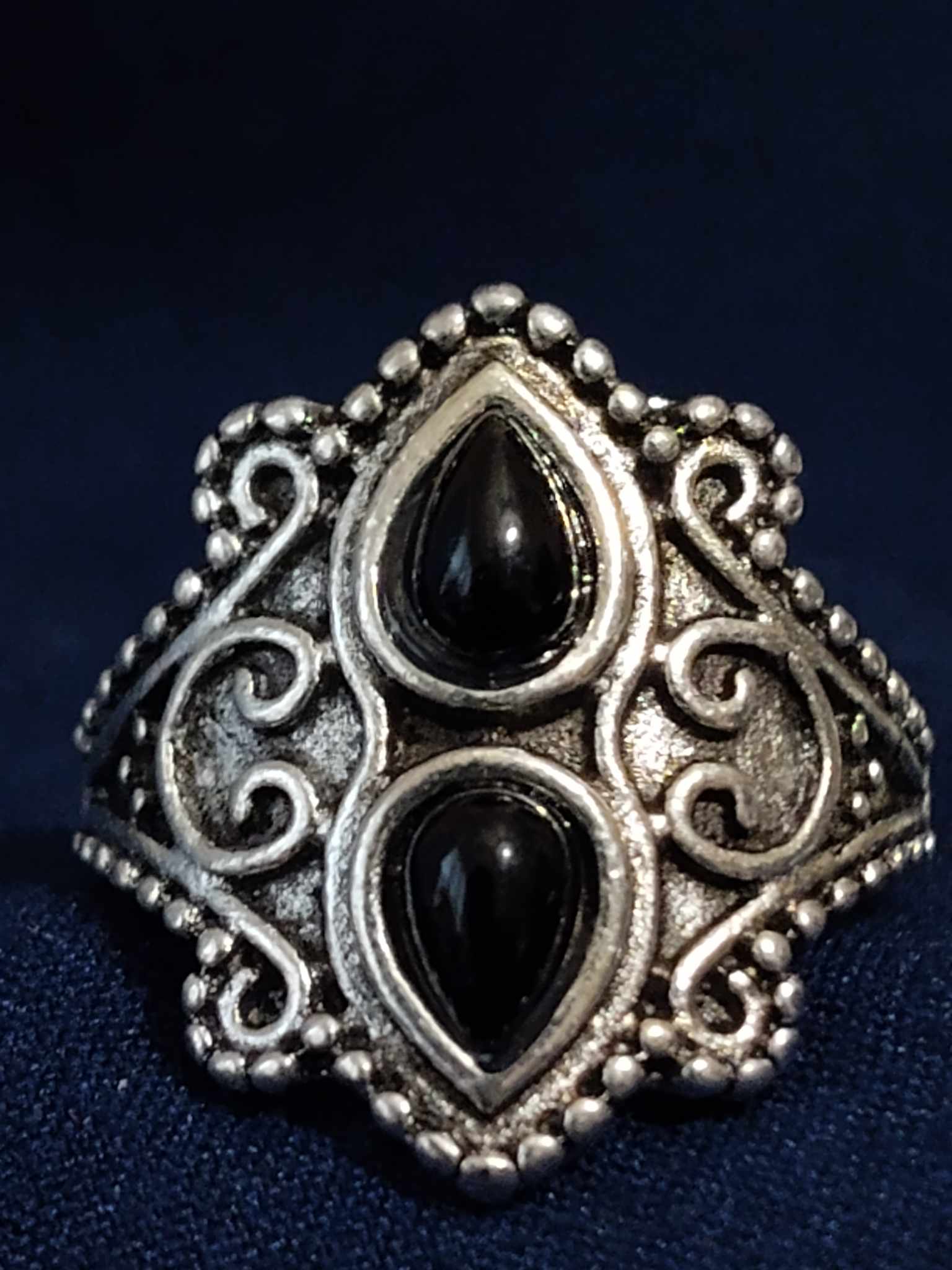 Unique Silver and black Ring