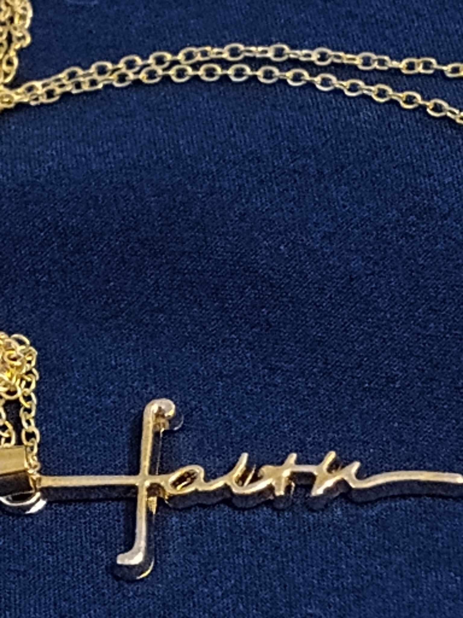 Gold FAITH Cross Necklace