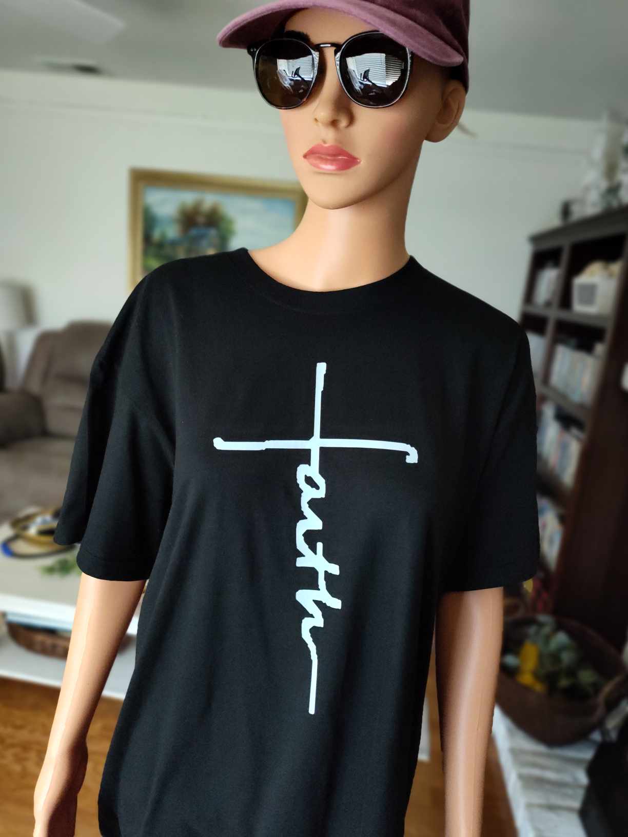 "Faith"  black with white words T-Shirt