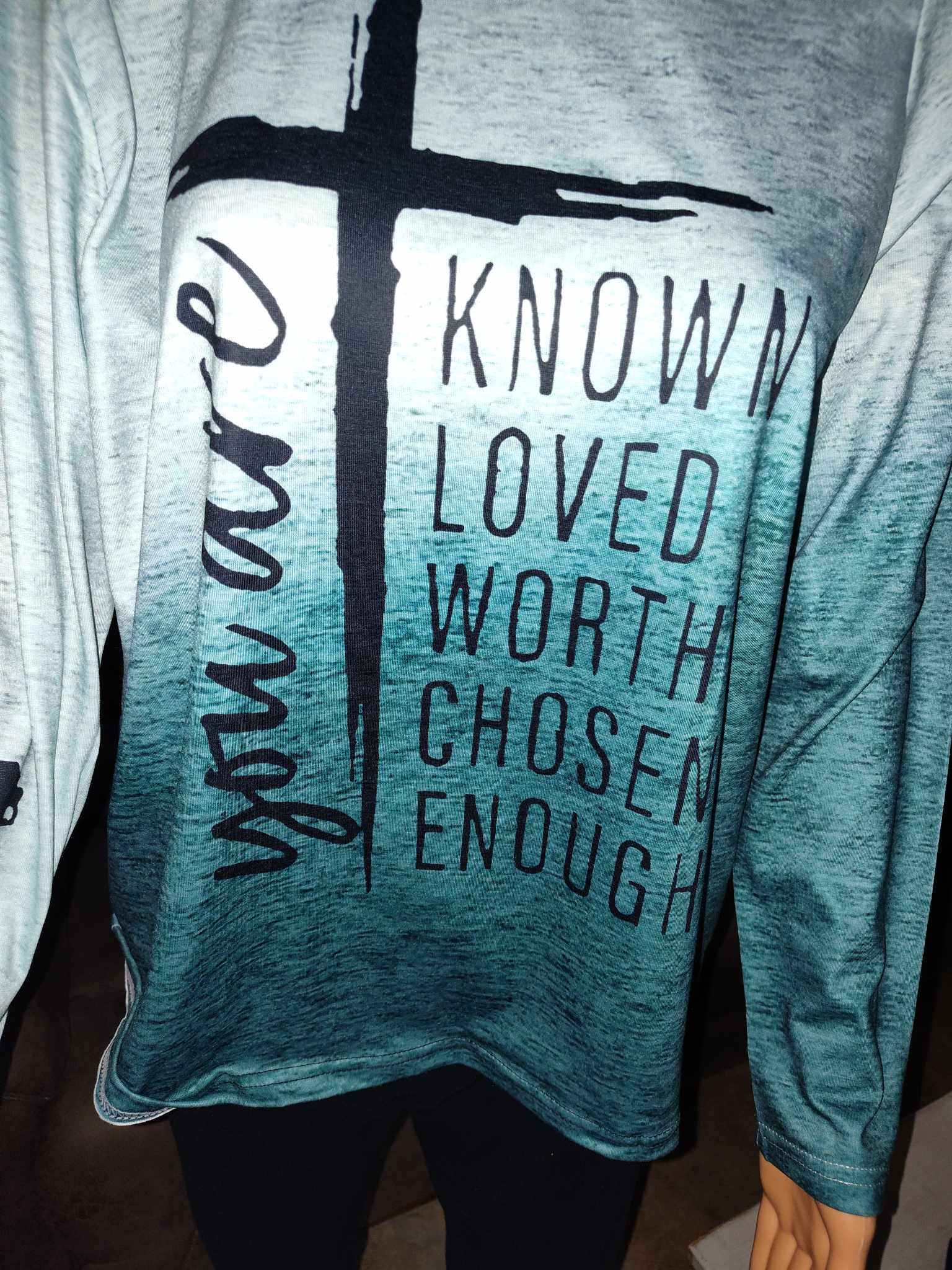 "You Are" Green 2 tone Ispirational Long Sleeve Shirt