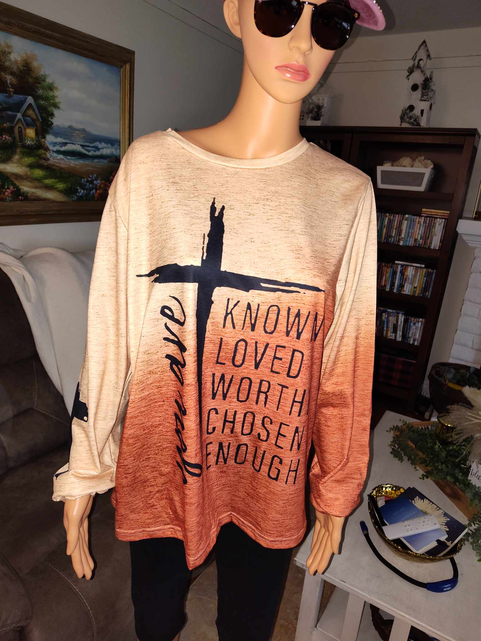 "You Are" Orange 2 Tone Inspirational Long Sleeve Shirt