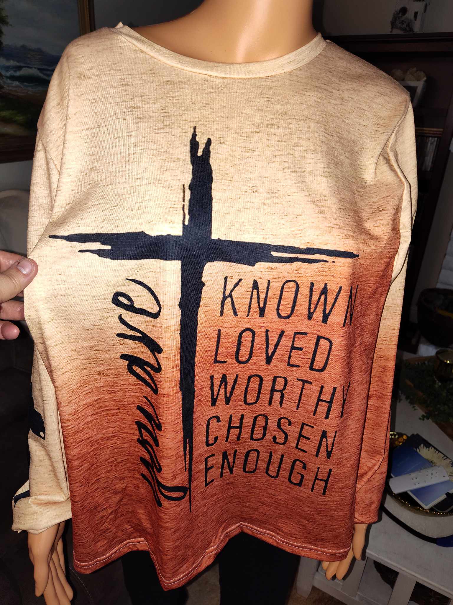 "You Are" Orange 2 Tone Inspirational Long Sleeve Shirt