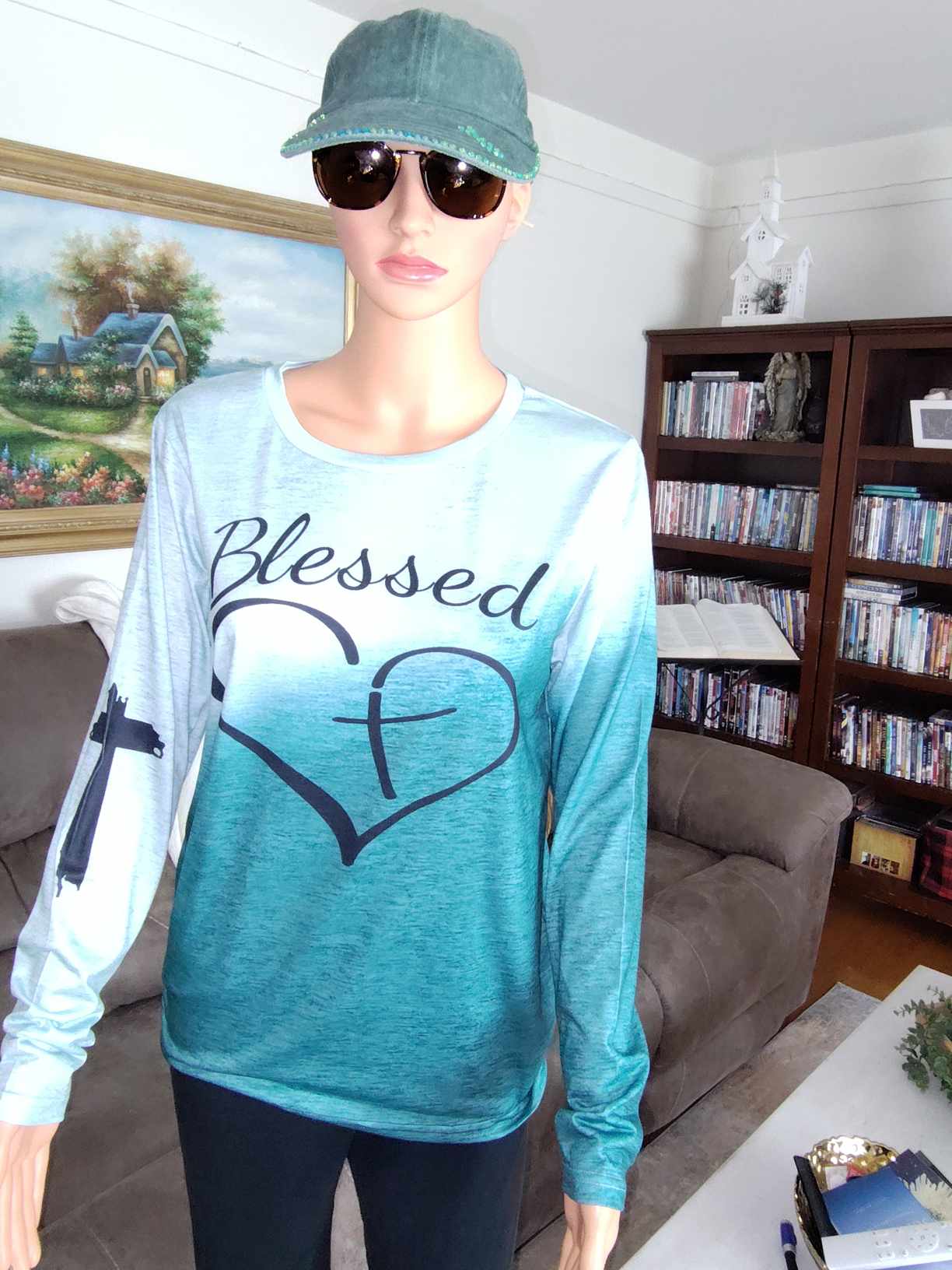 Blessed blue 2 tone Graphic Long Sleeve Shirt