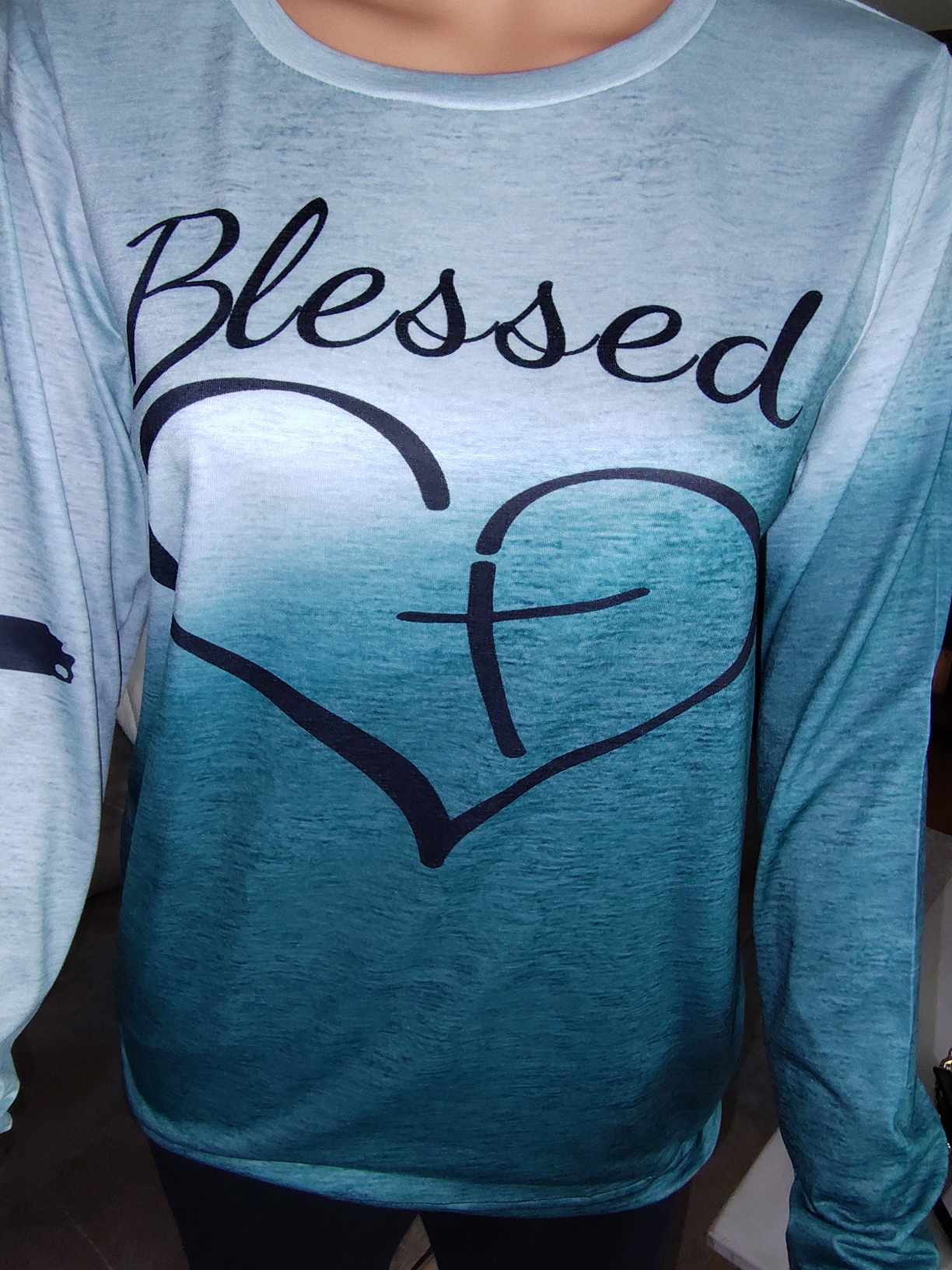 Blessed blue 2 tone Graphic Long Sleeve Shirt