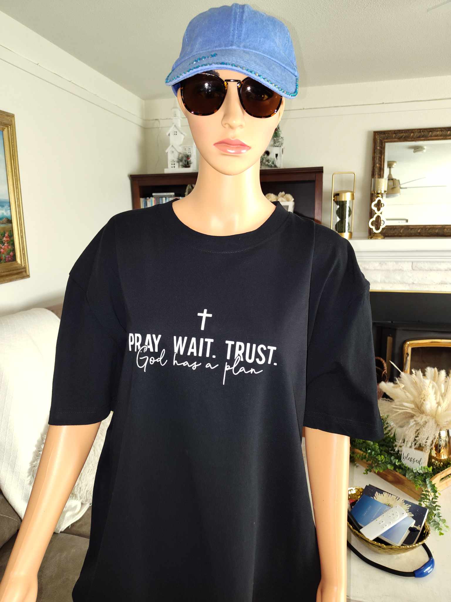 "Pray. Wait. Trust." Black Inspirational T-Shirt