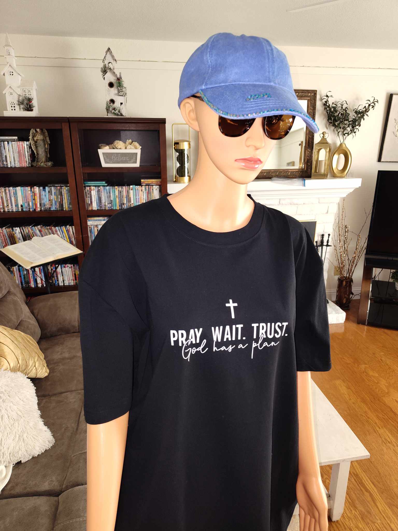 "Pray. Wait. Trust." Black Inspirational T-Shirt