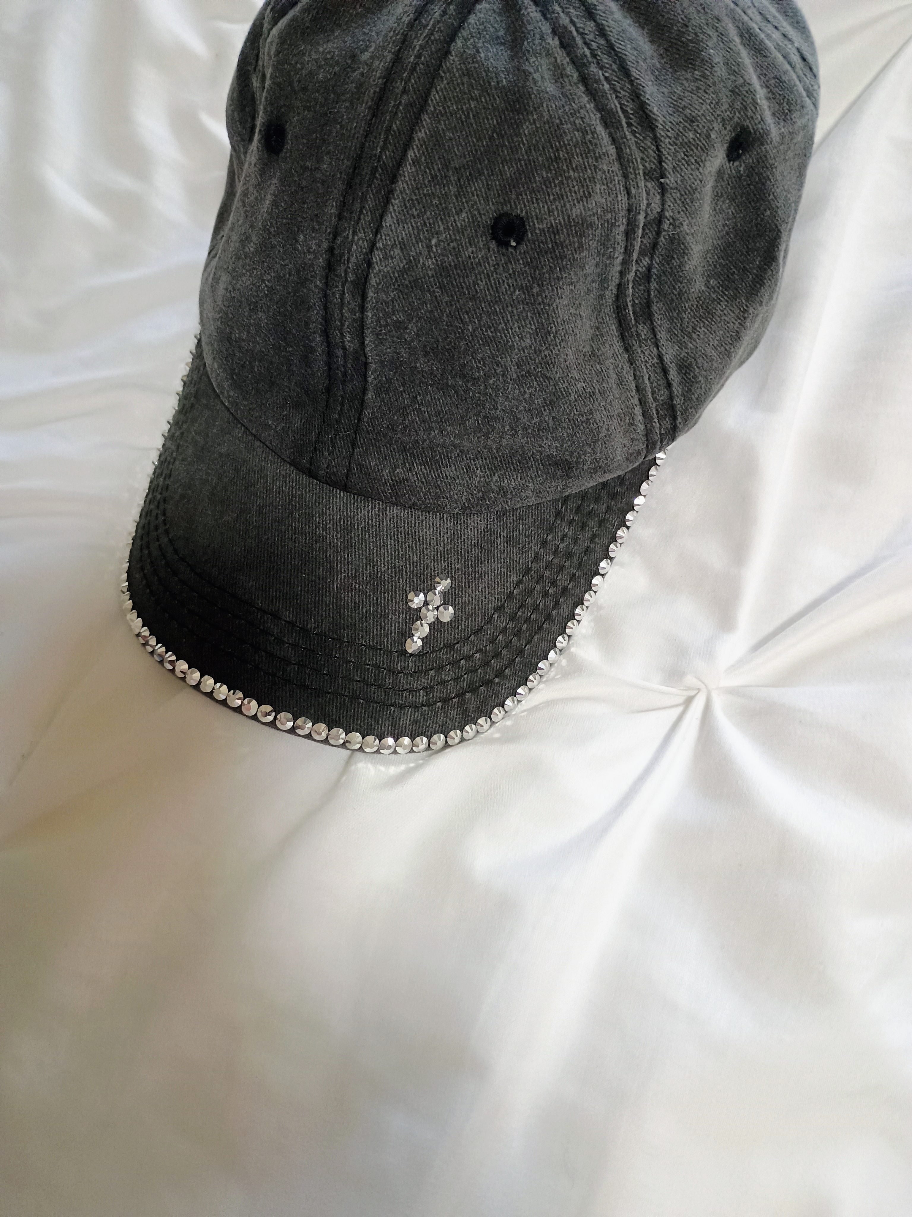 Beautiful Silver Rhinestones on Dark Grey. Stunning