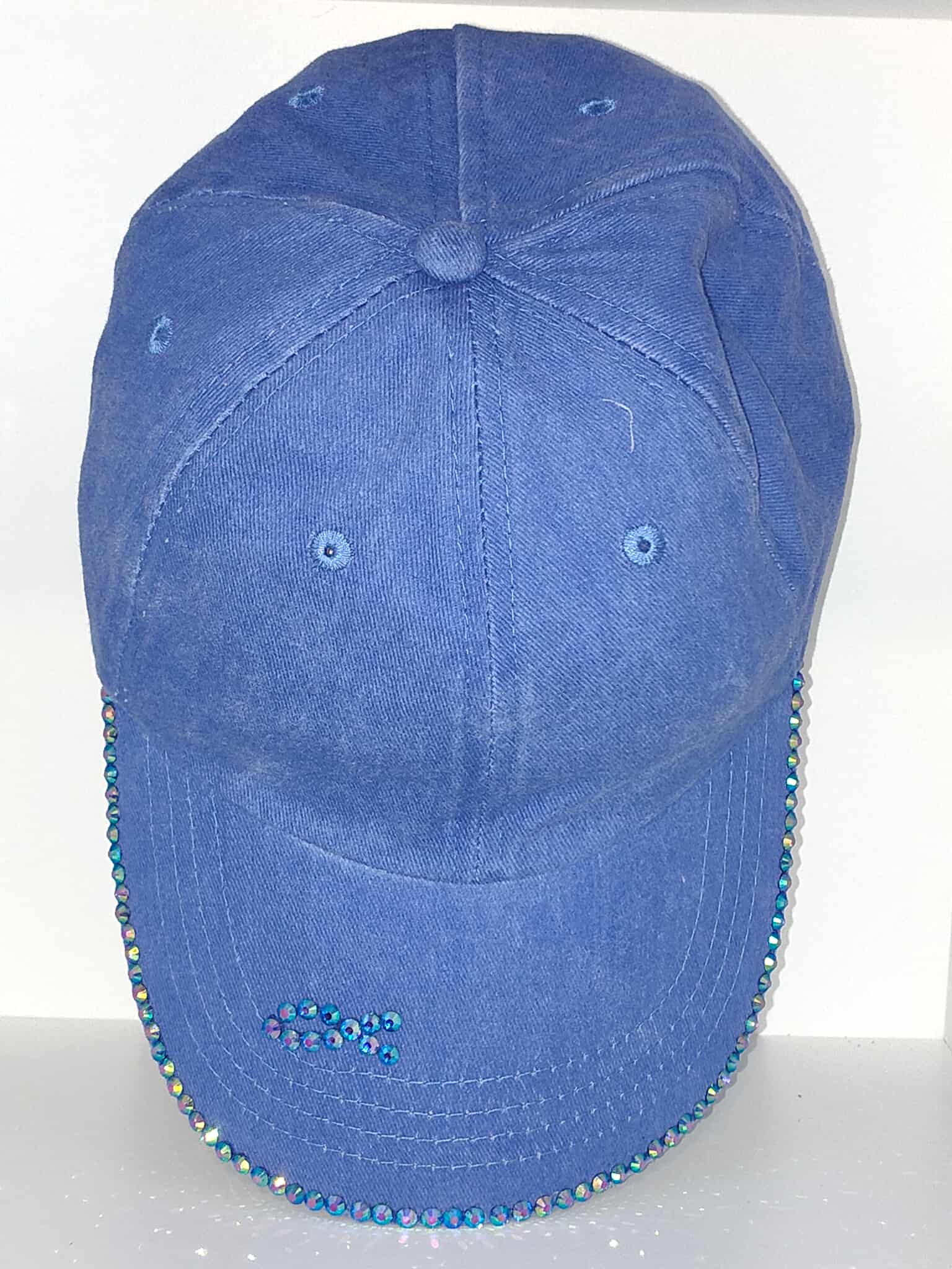 Blue Denim Cap with Rhinestones