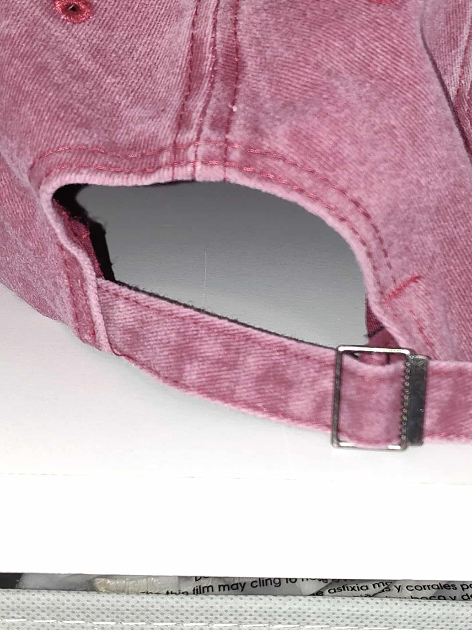 Red Washed Denim Cap with Rhinestone Details