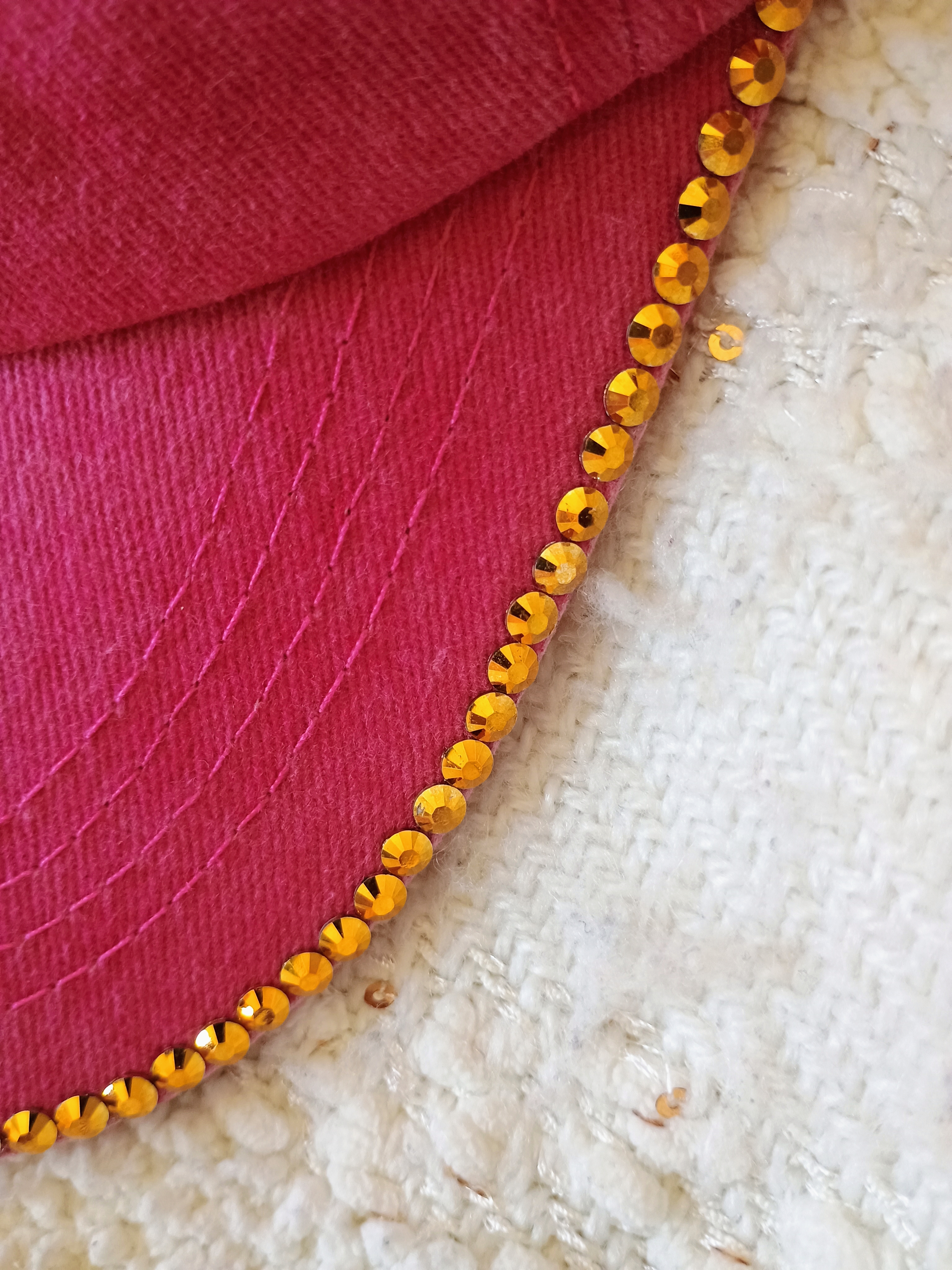 Pink Cap with Gold Beaded Trim w/o symbols