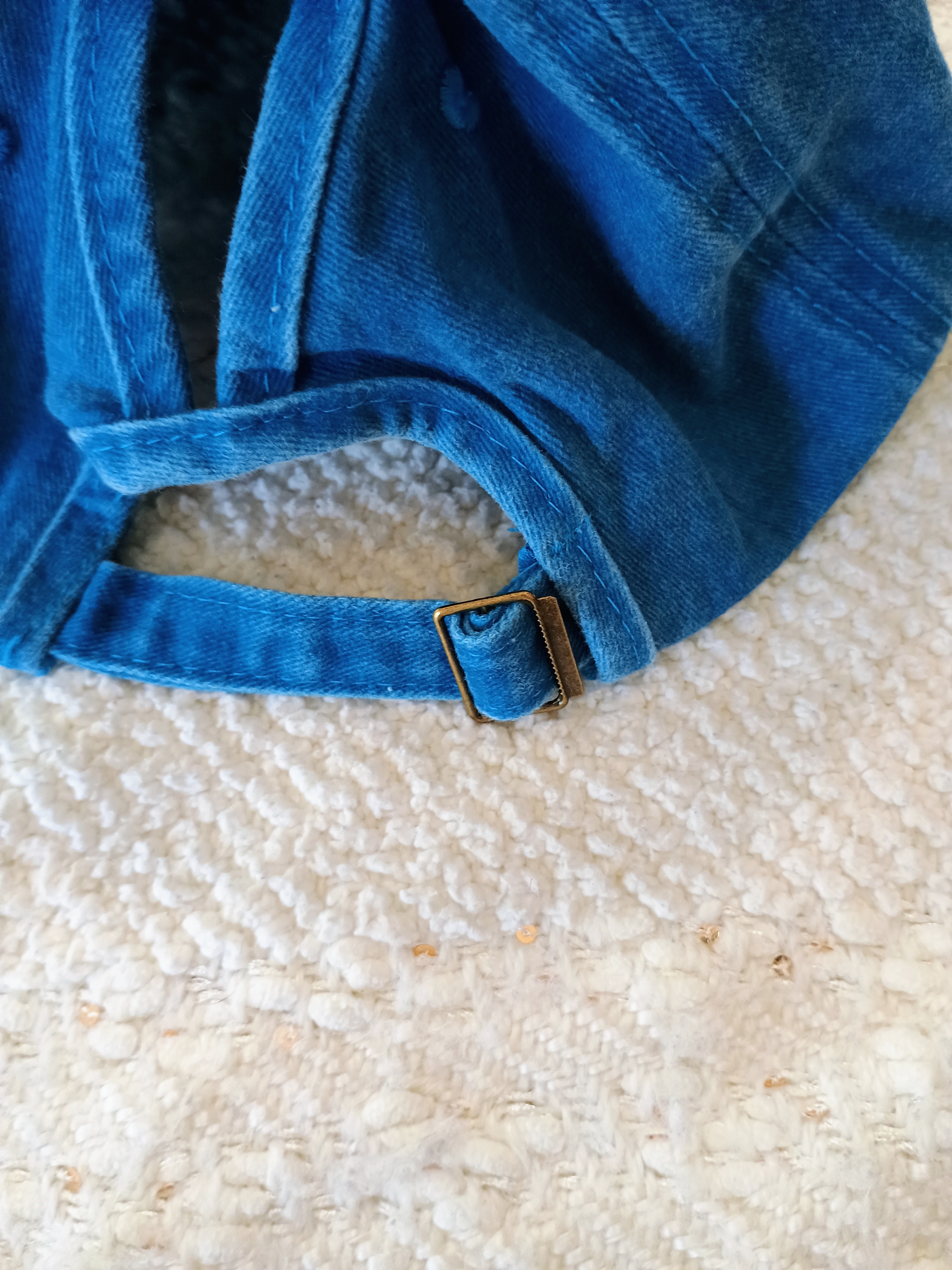 Blue Denim Cap with Silver Chrome Rhinestone Trim w/o symbols